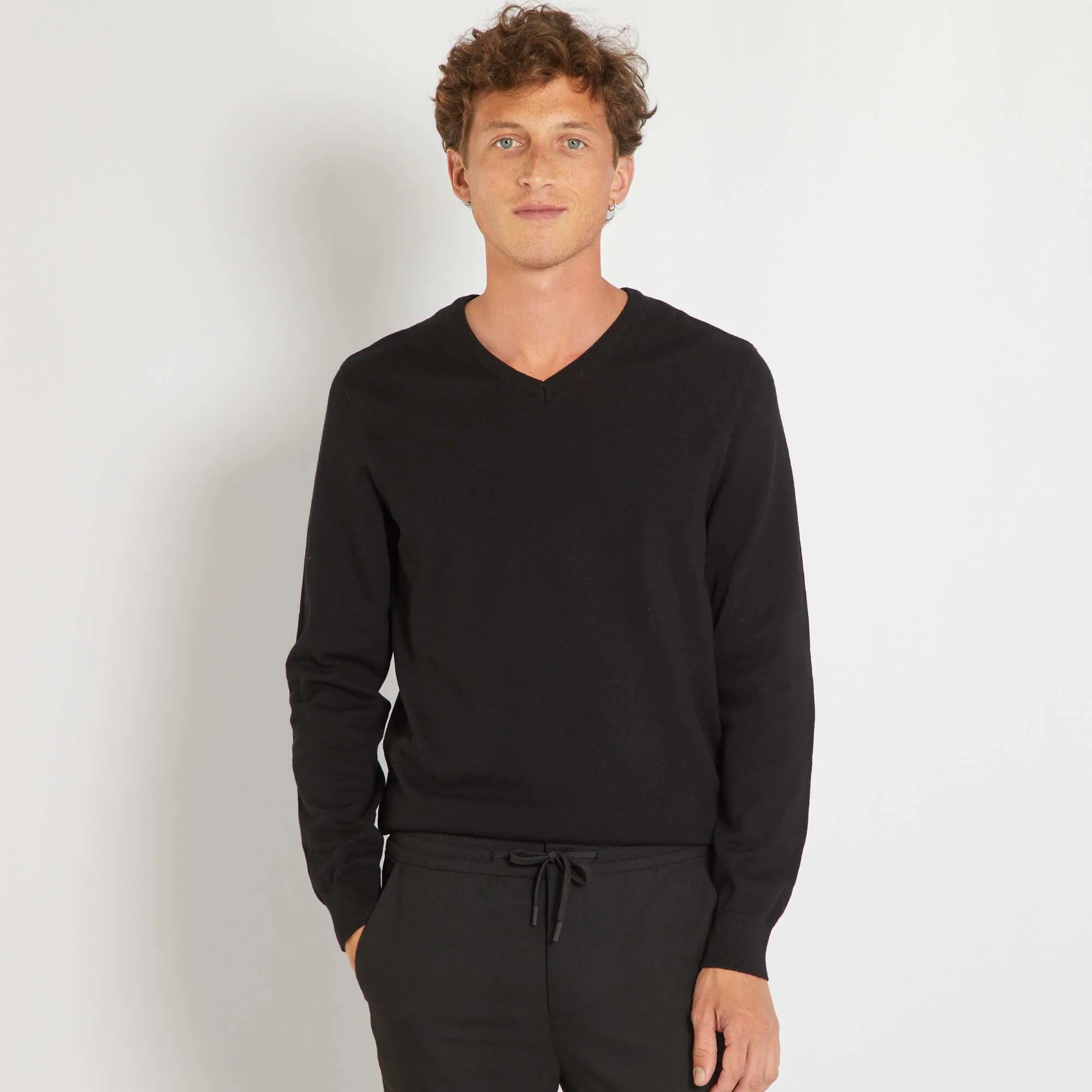 Plain knit basic sweater Black - Image 3