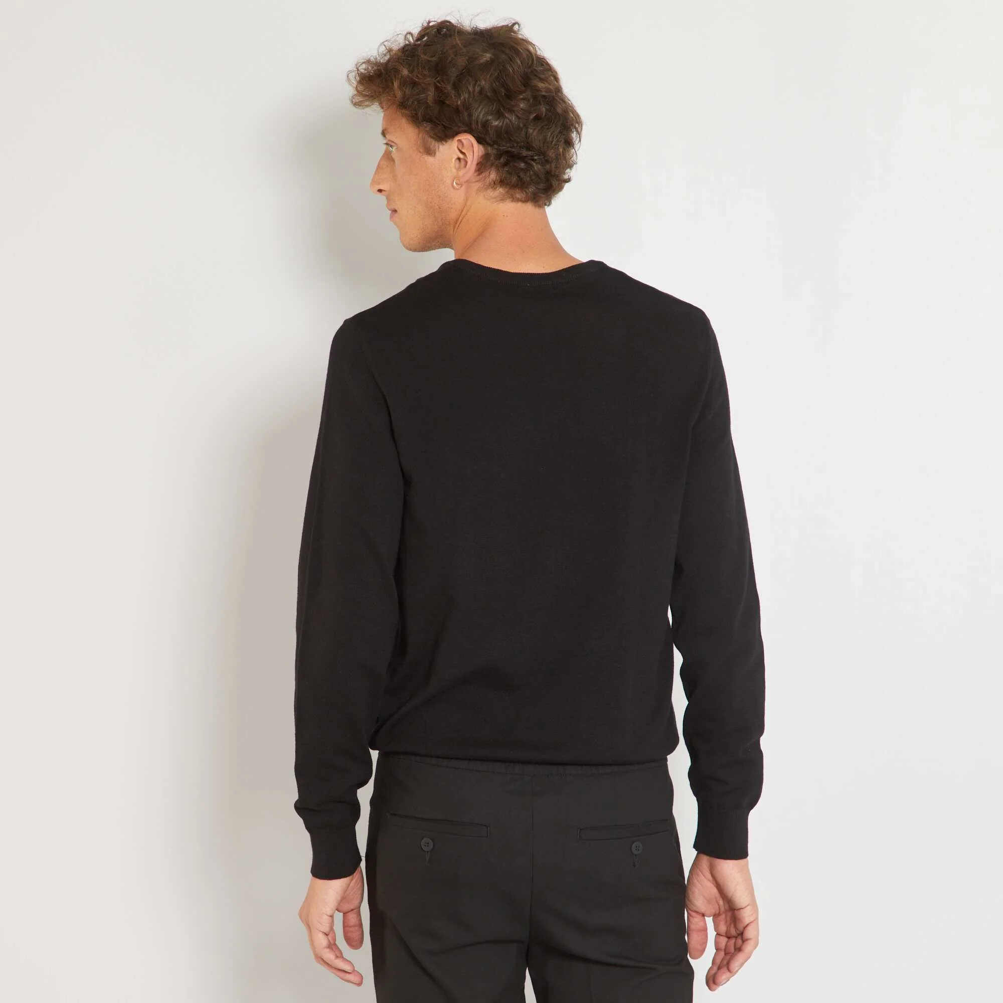 Plain knit basic sweater Black - Image 4