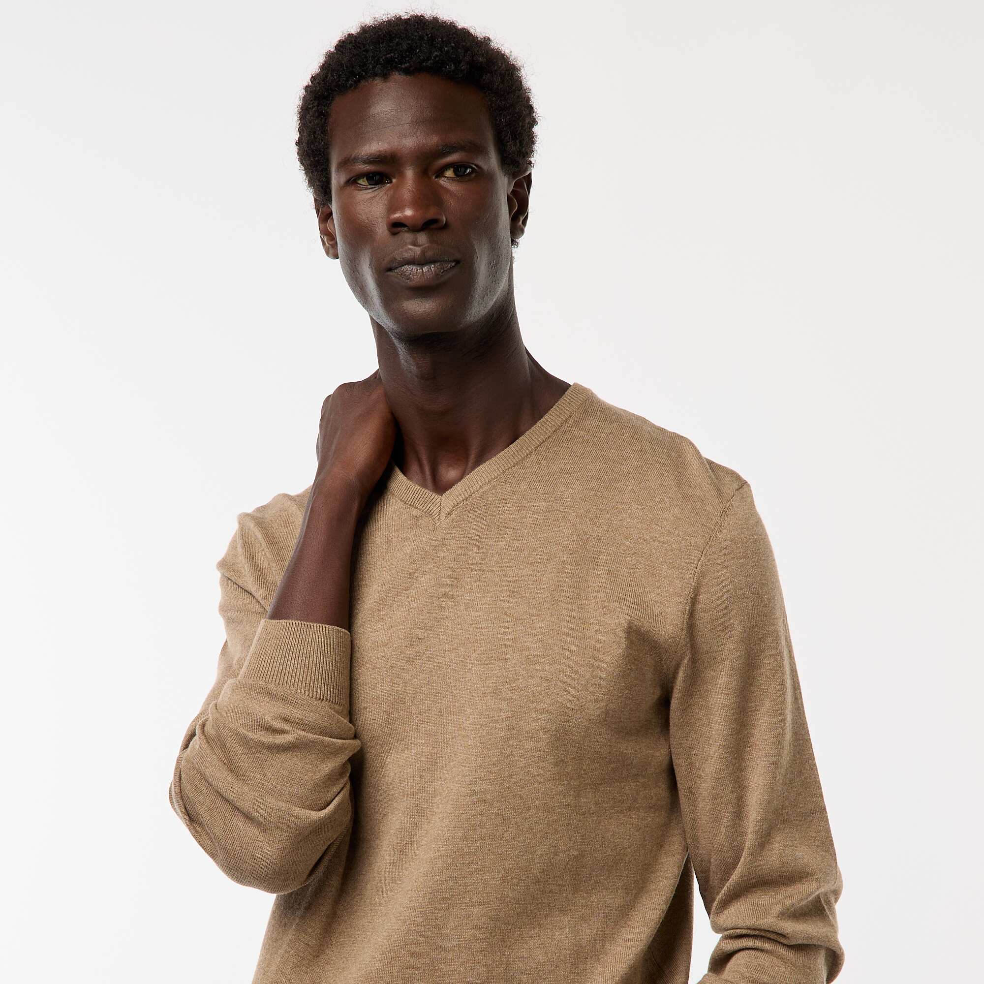 Plain knit basic sweater BROWN - Image 5