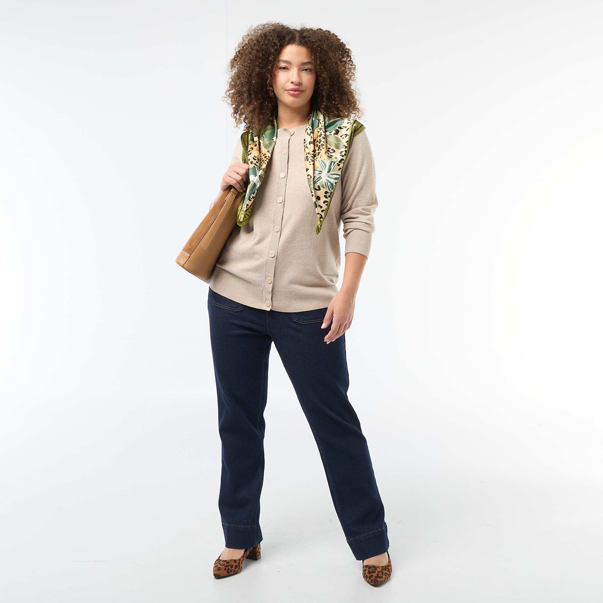 Plain Knit Cardigan BEIGE - Image 2