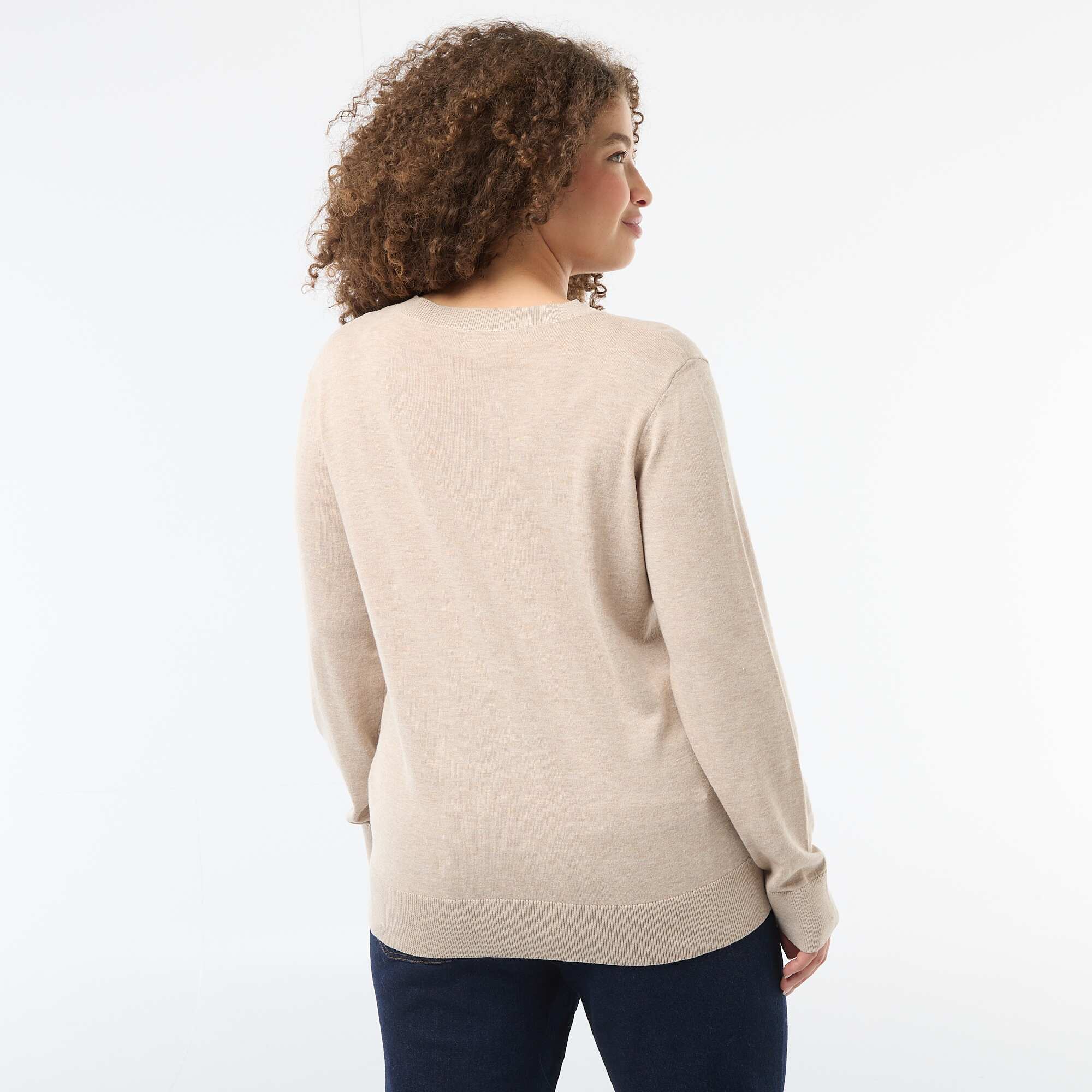 Plain Knit Cardigan BEIGE - Image 5