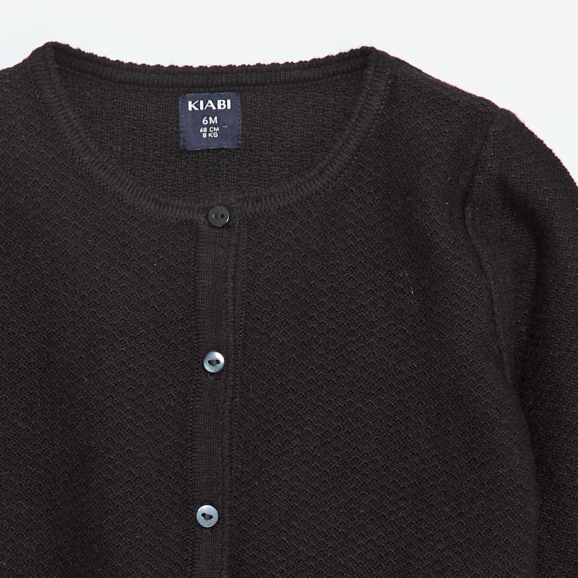 Plain Knit Cardigan BLACK - Image 2