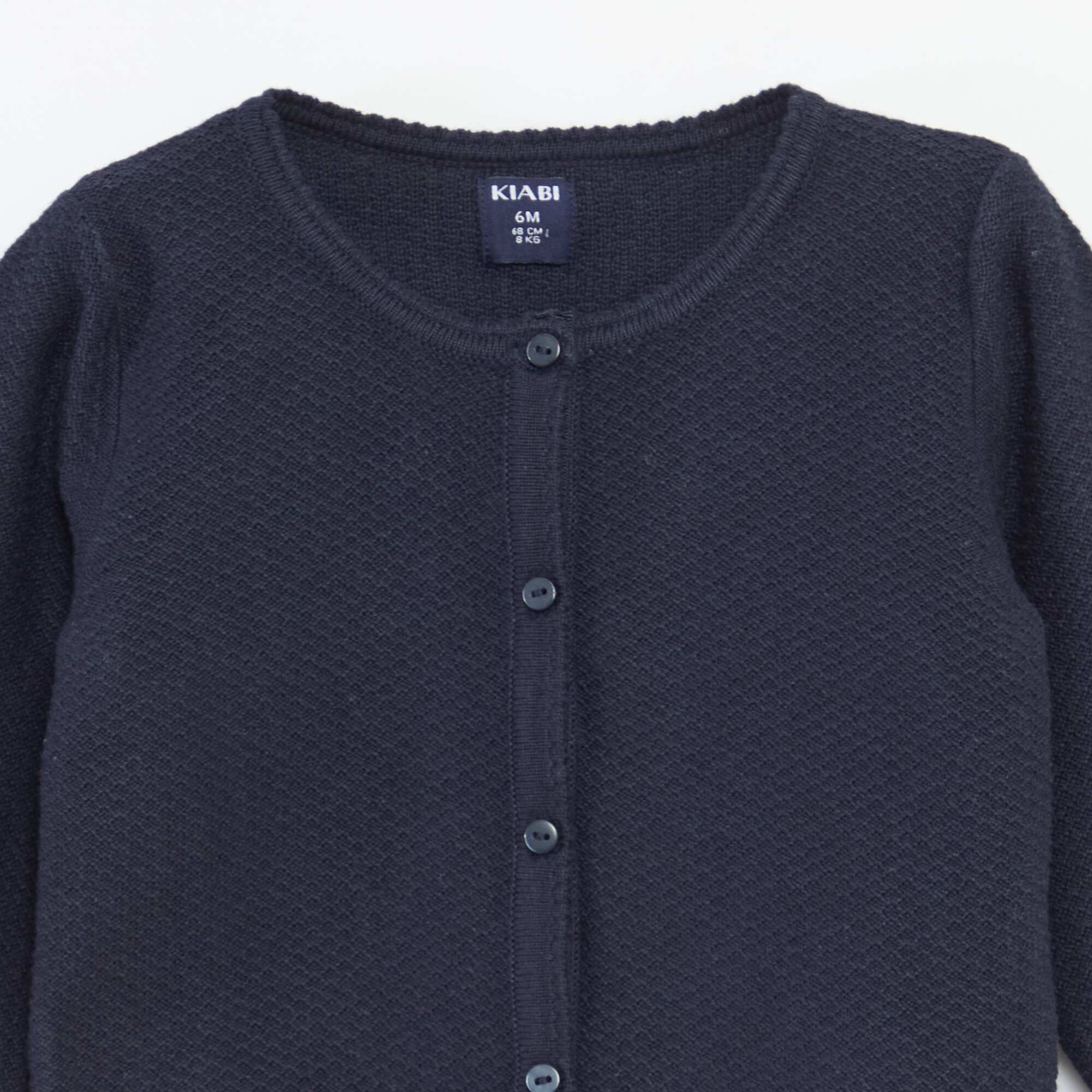 Plain Knit Cardigan BLUE - Image 2