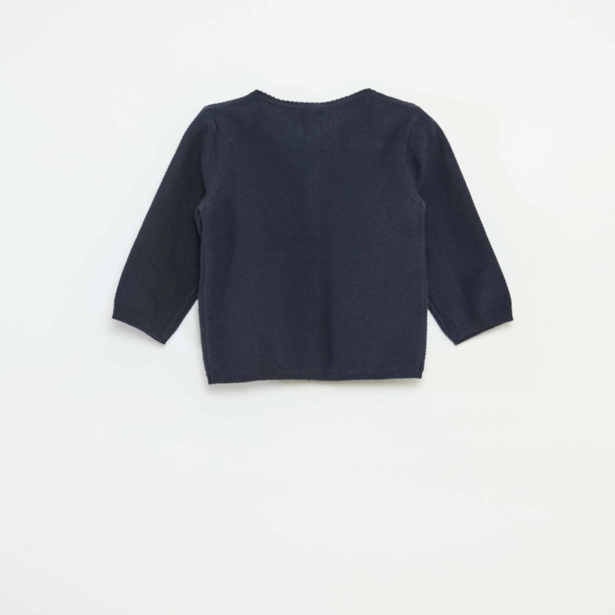 Plain Knit Cardigan BLUE - Image 3