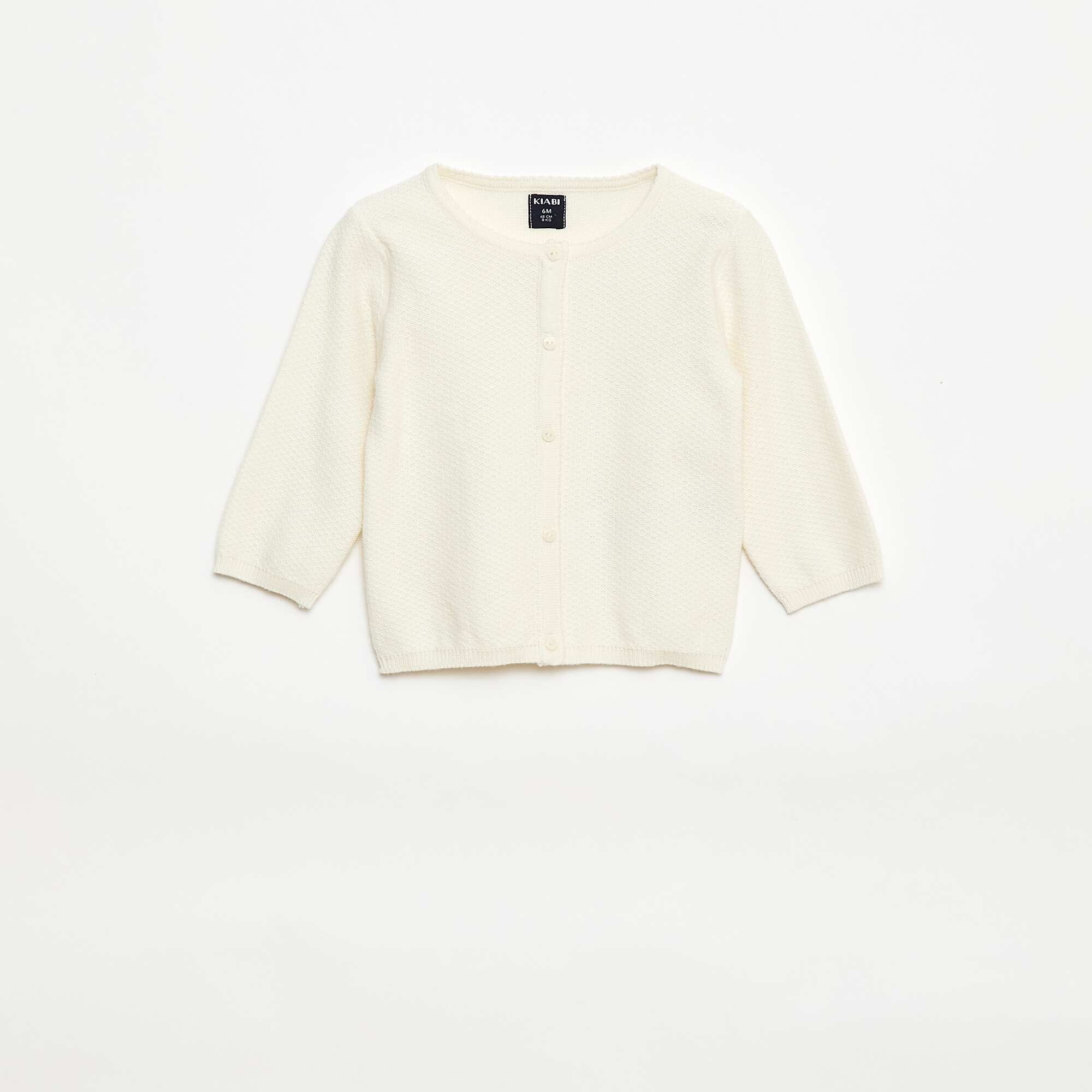 Plain Knit Cardigan WHITE