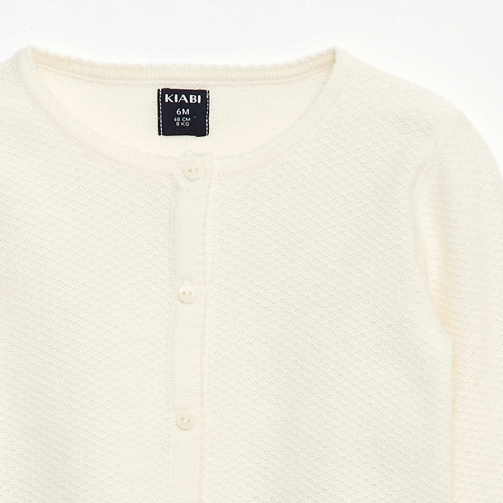 Plain Knit Cardigan WHITE - Image 2