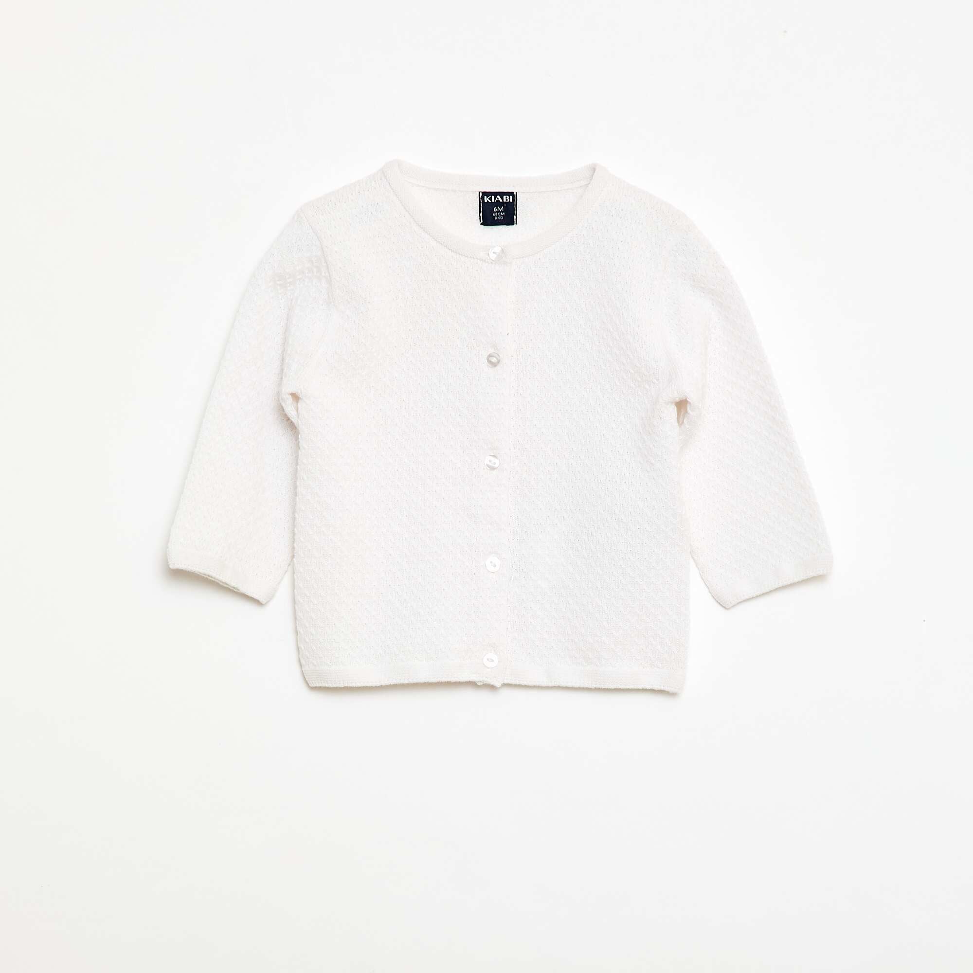Plain Knit Cardigan WHITE