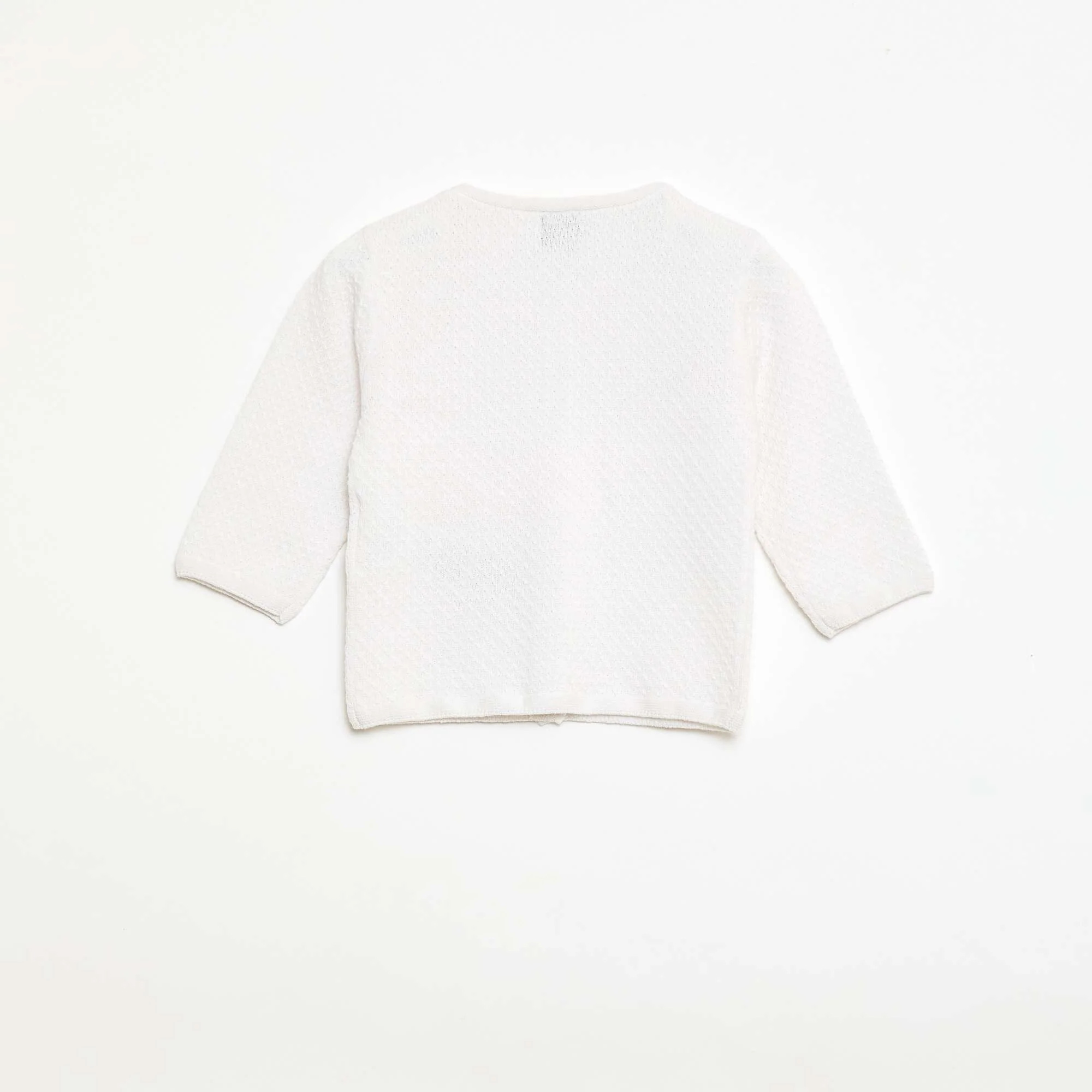 Plain Knit Cardigan WHITE - Image 2
