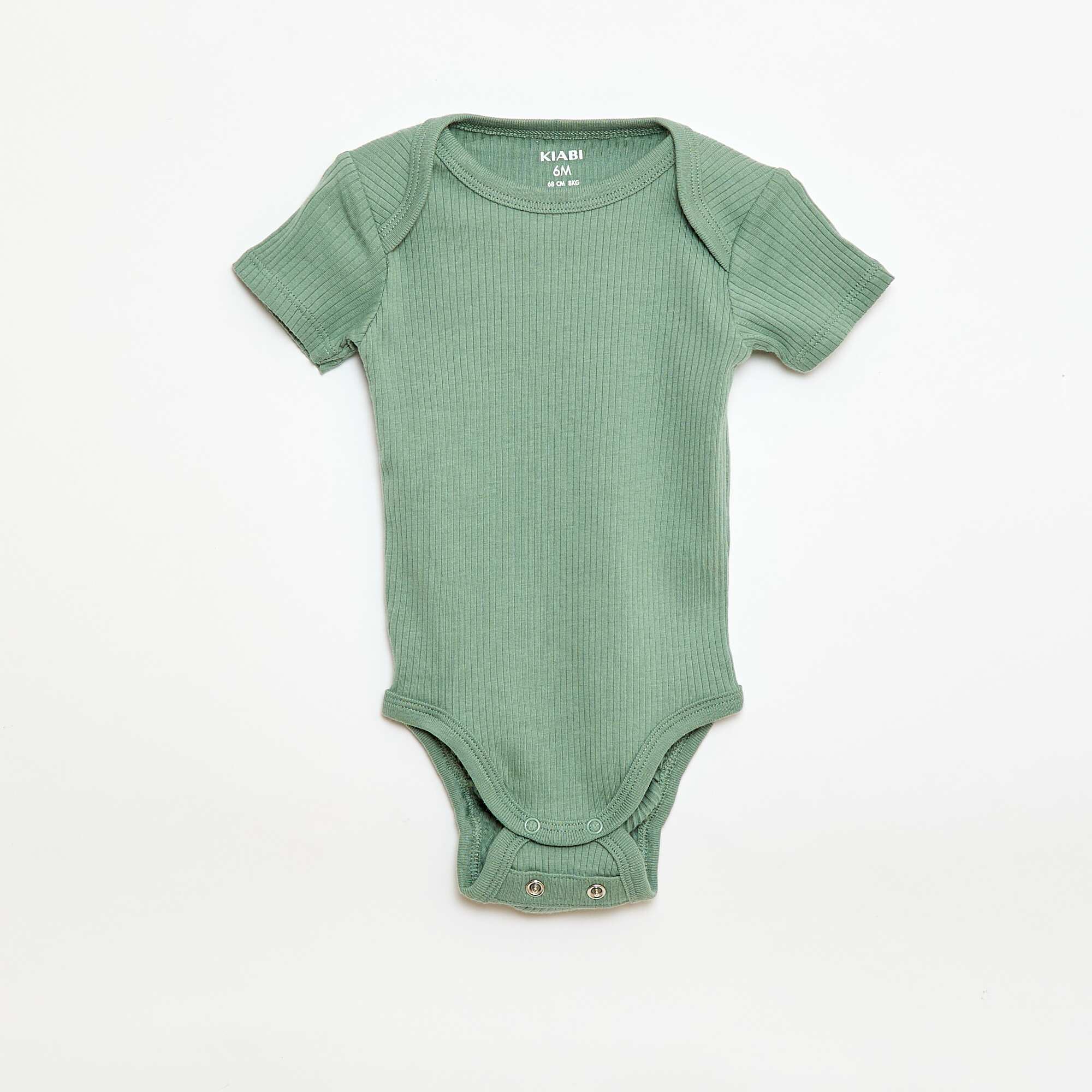 Plain knit grow-with-them bodysuits - Pack of 3 GREEN - Image 3