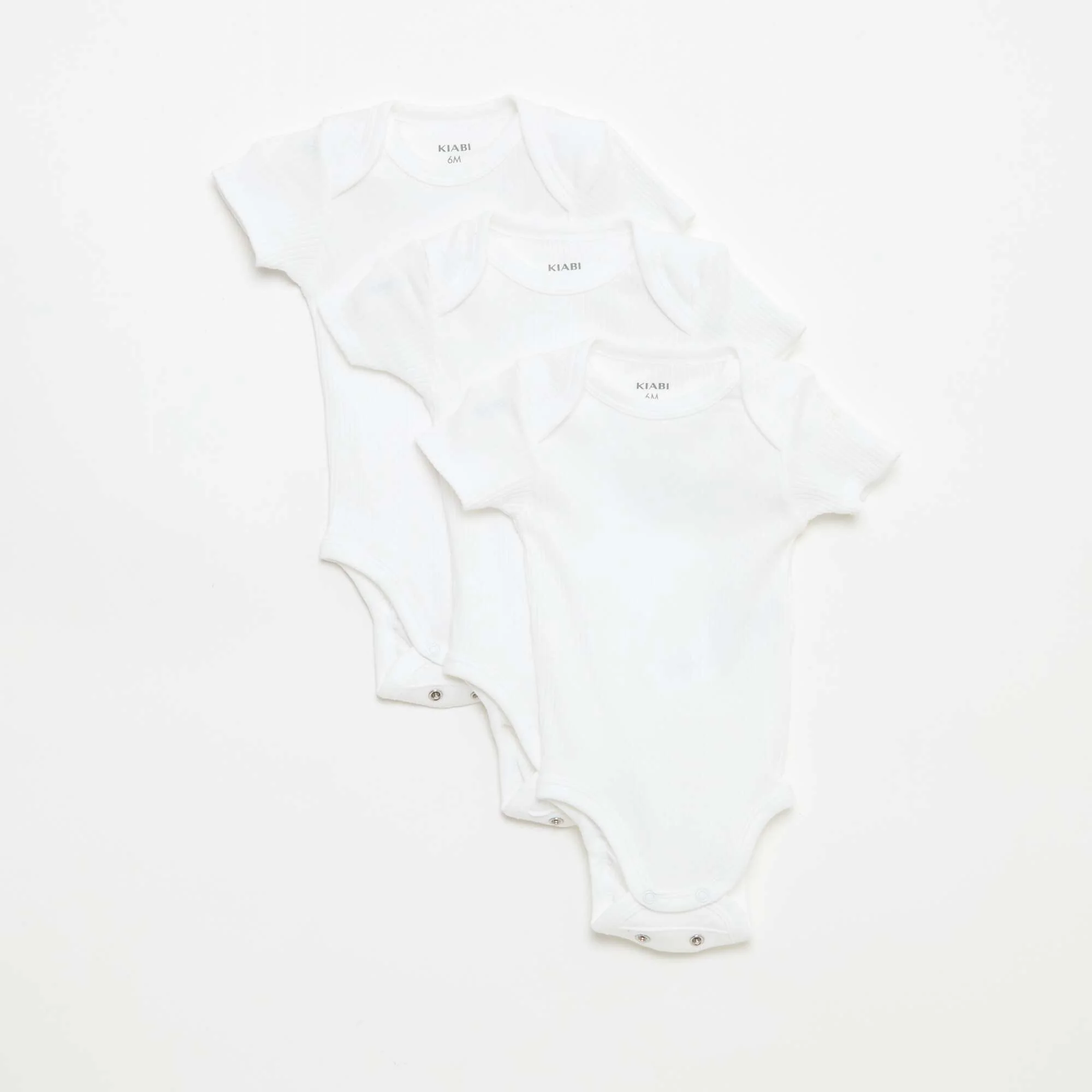Plain knit grow-with-them bodysuits - Pack of 3 WHITE