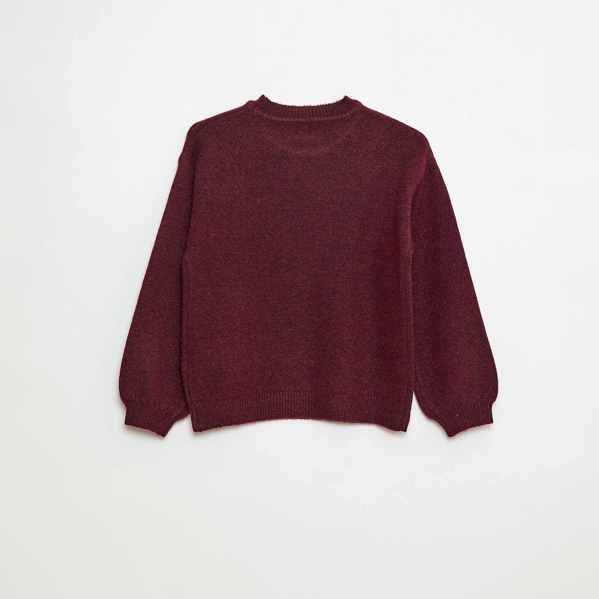Plain Knit Round Neck Jumper RED - Image 2