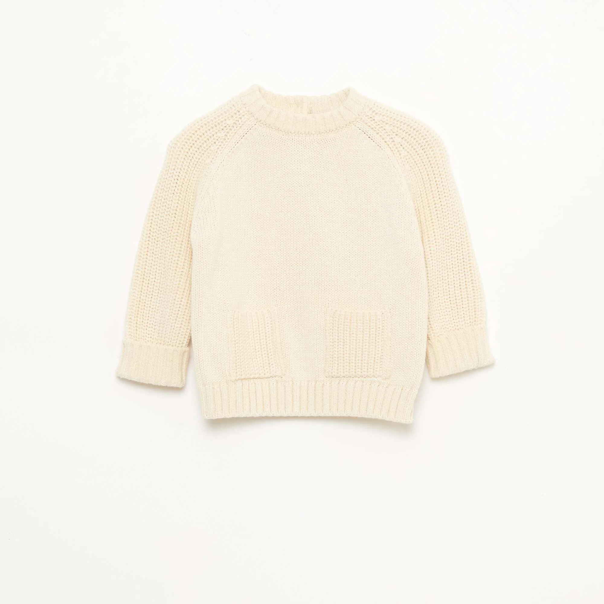 Plain Knit Sweater BEIGE