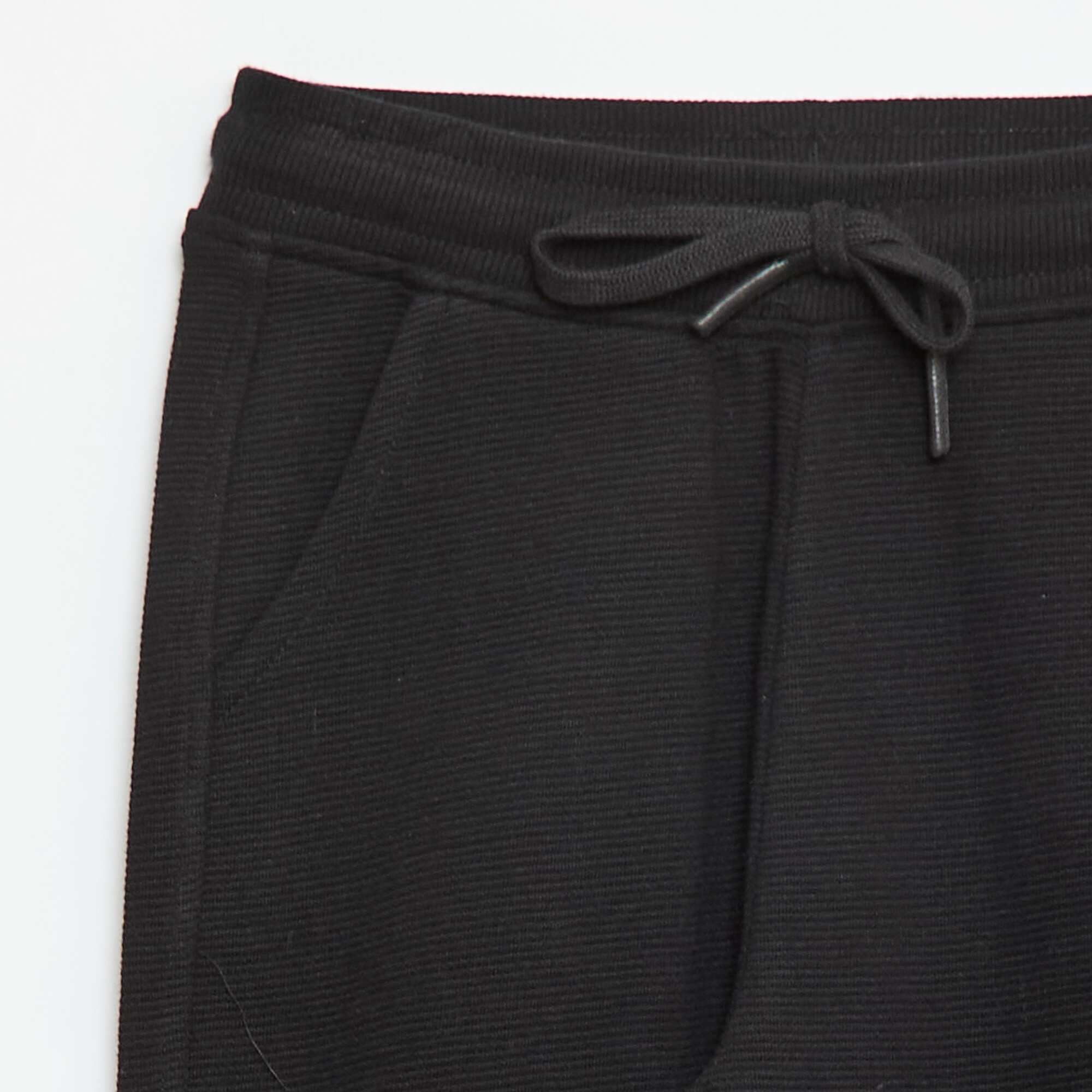 Plain Lightweight Fleece Joggers BLACK - Image 3