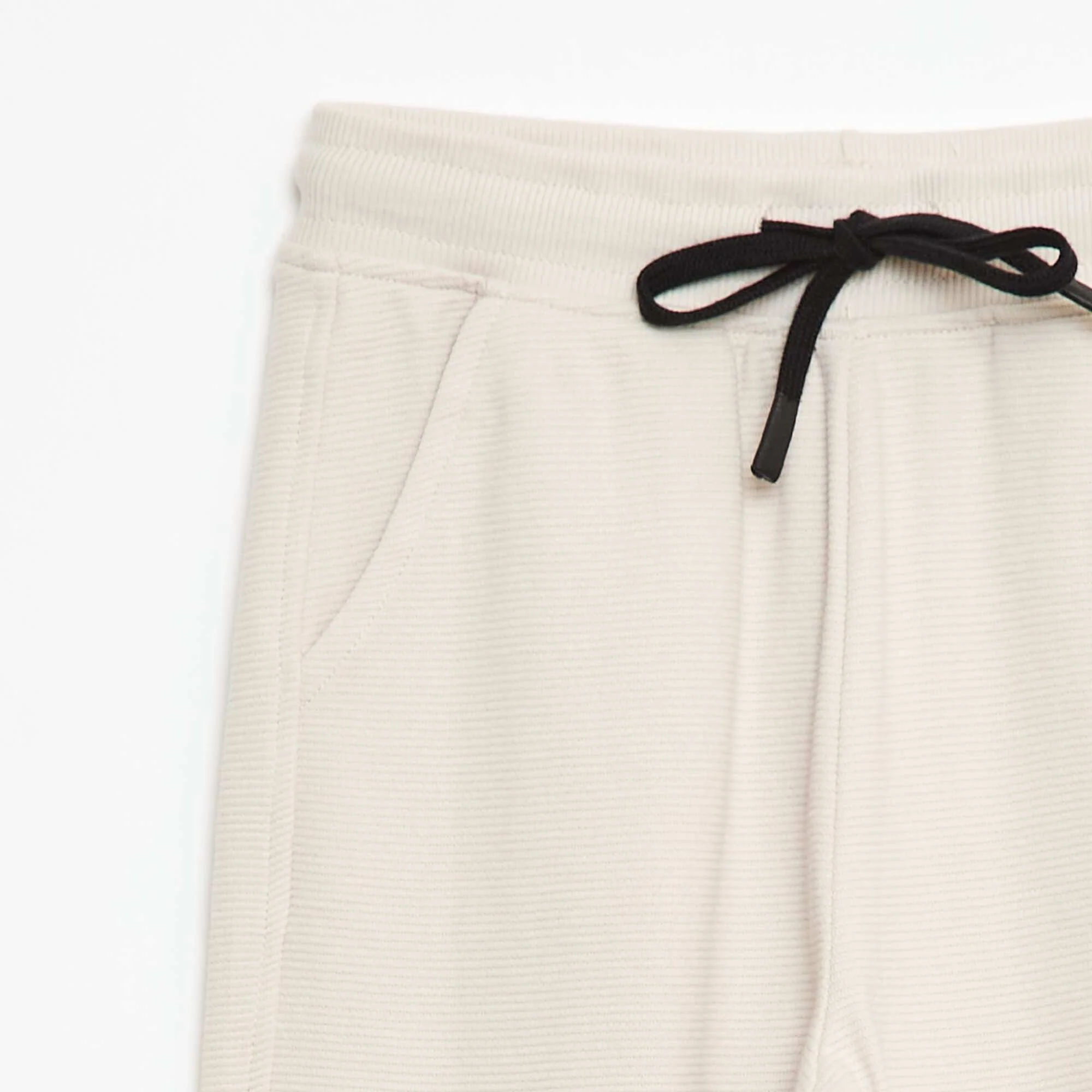 Plain Lightweight Fleece Joggers WHITE - Image 3