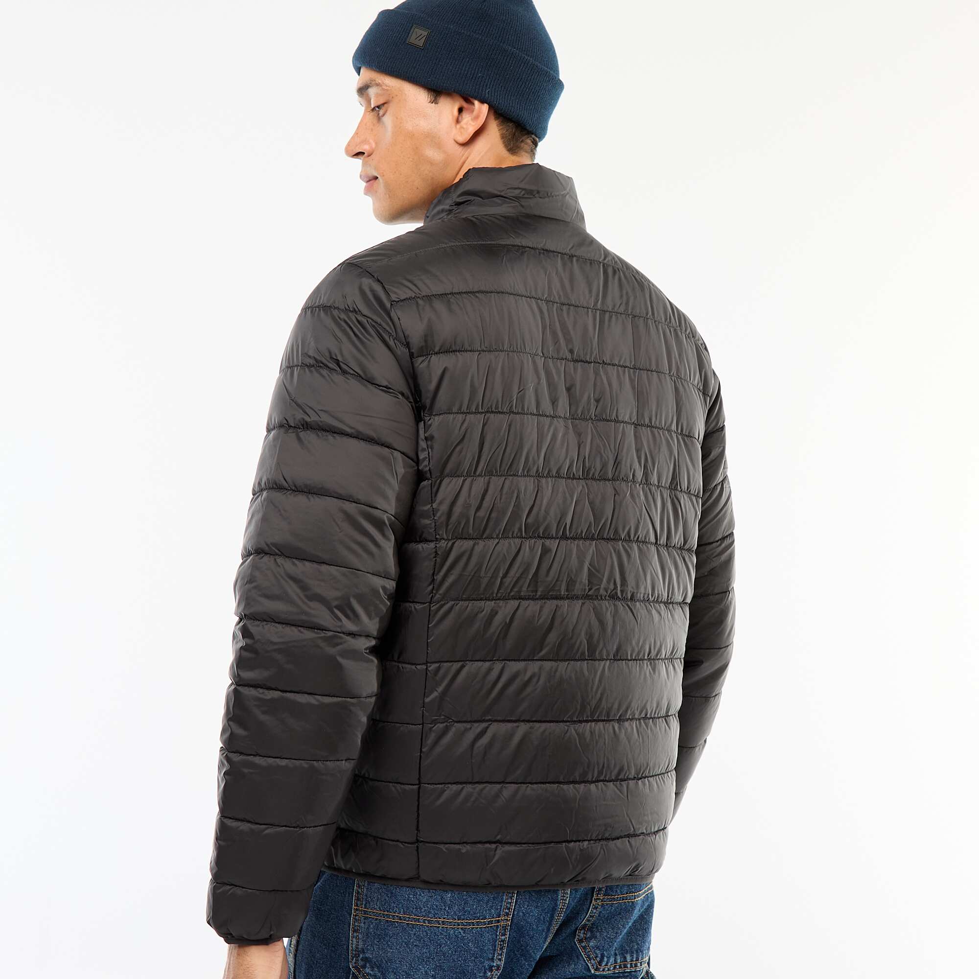 Plain lightweight quilted padded jacket BLACK - Image 4