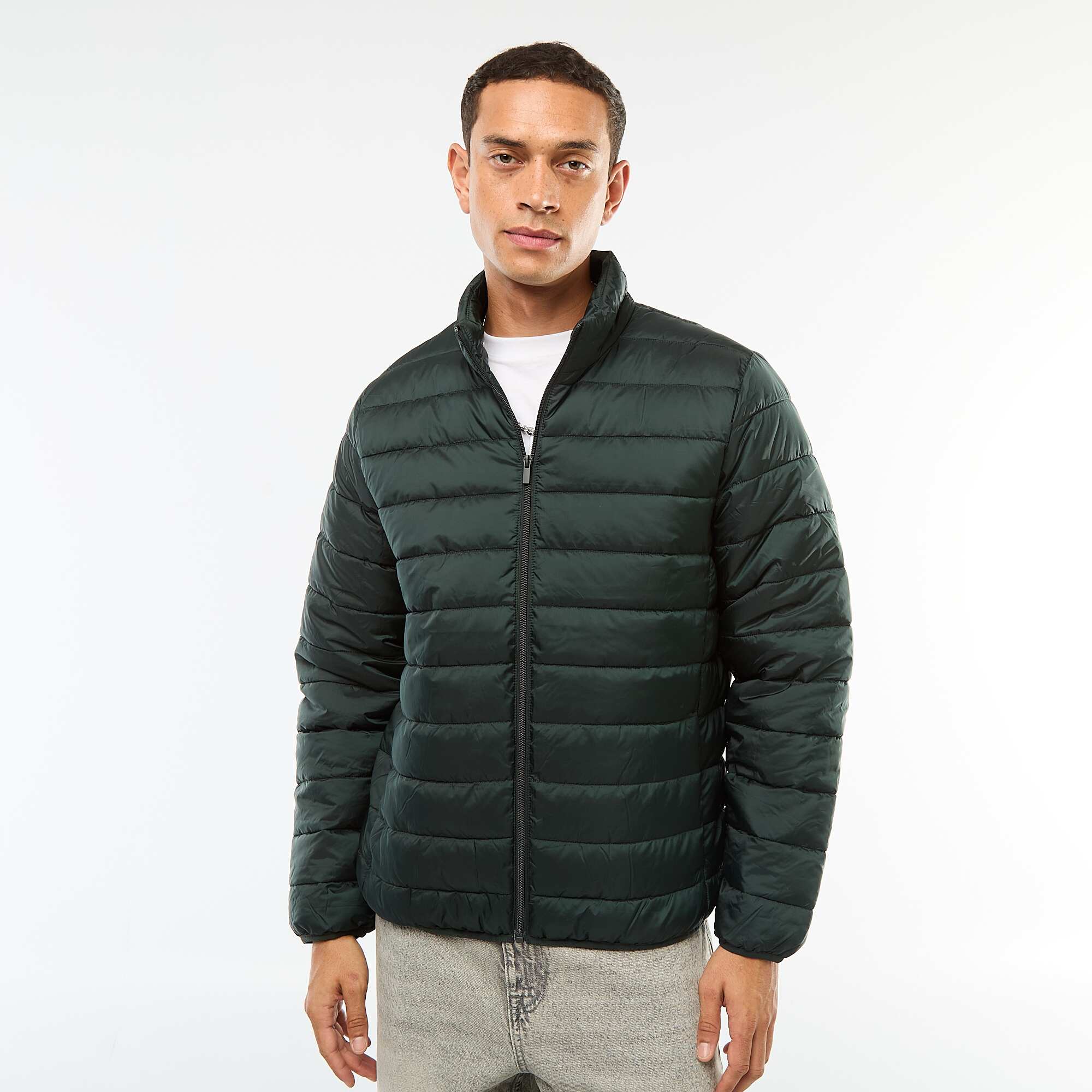 Plain lightweight quilted padded jacket GREEN - Image 3
