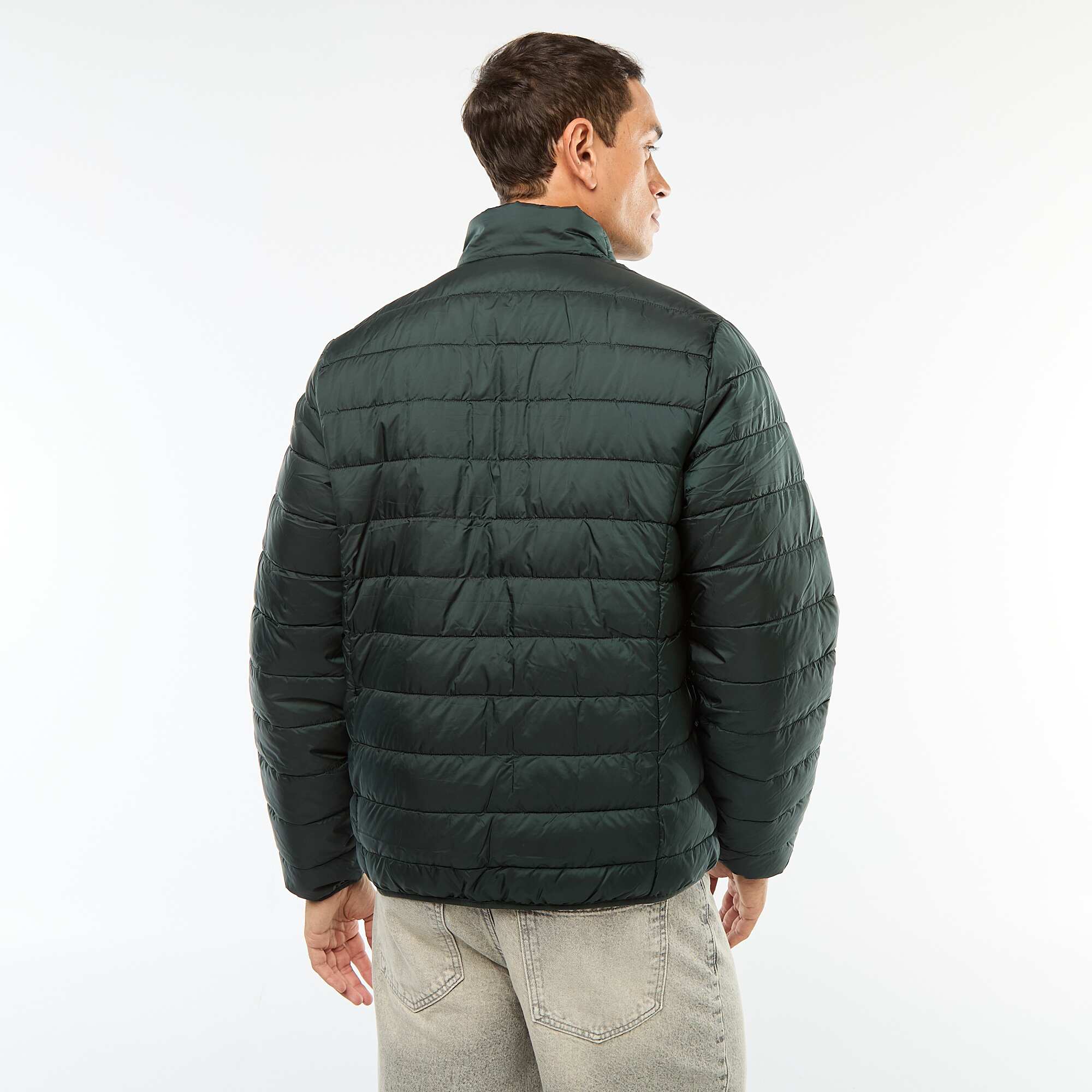 Plain lightweight quilted padded jacket GREEN - Image 4