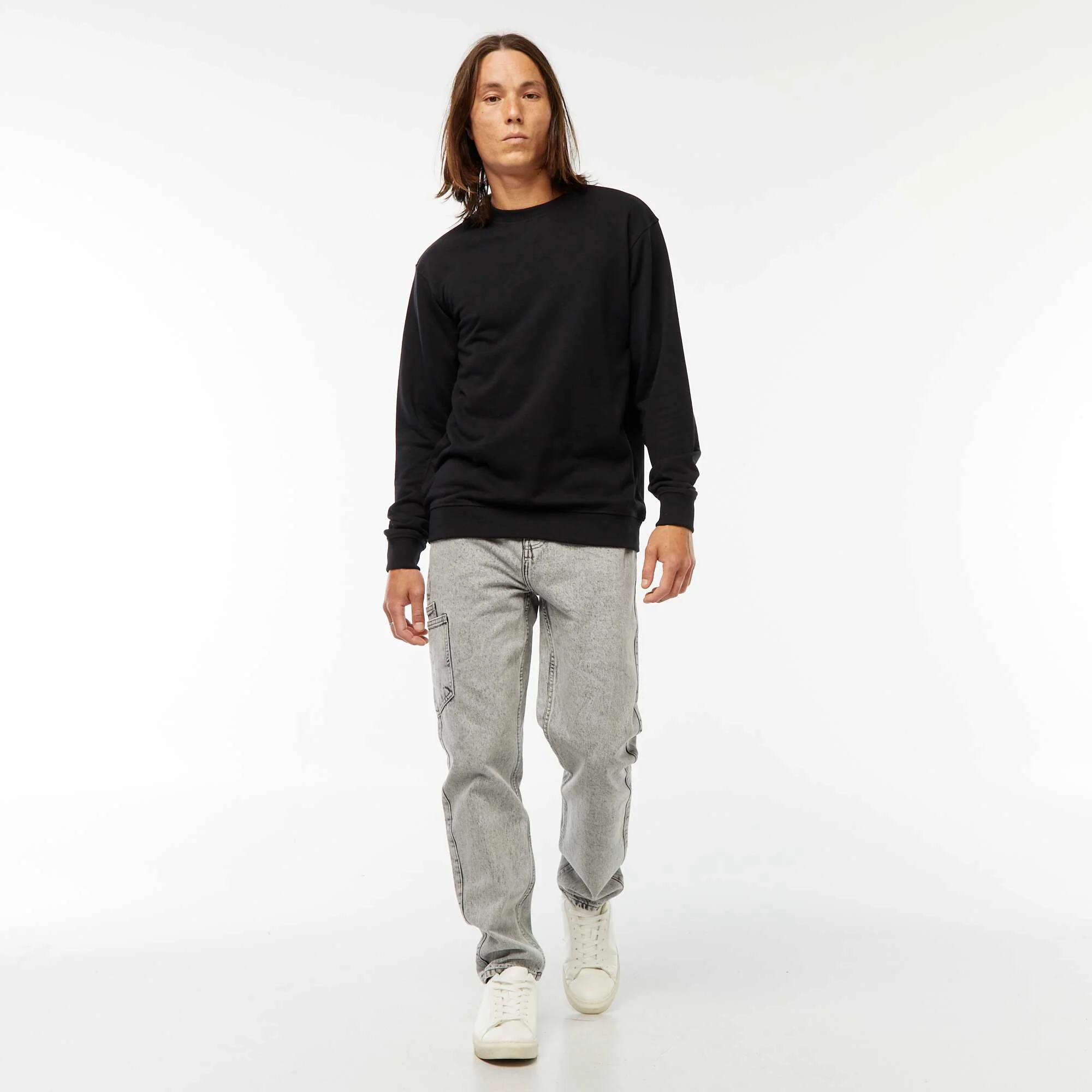 Plain lightweight sweatshirt BLACK - Image 2