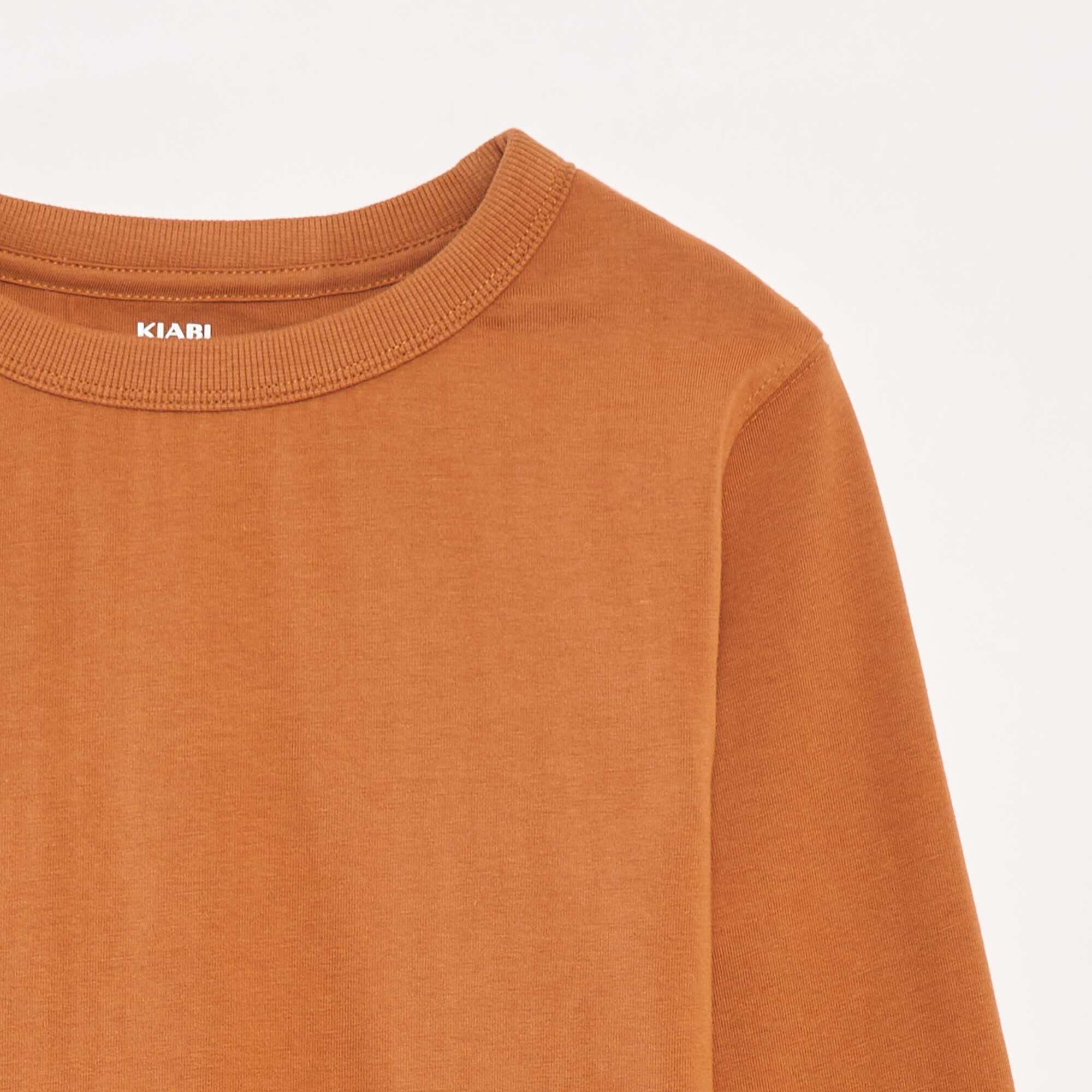Plain long-sleeved T-shirt BROWN - Image 2