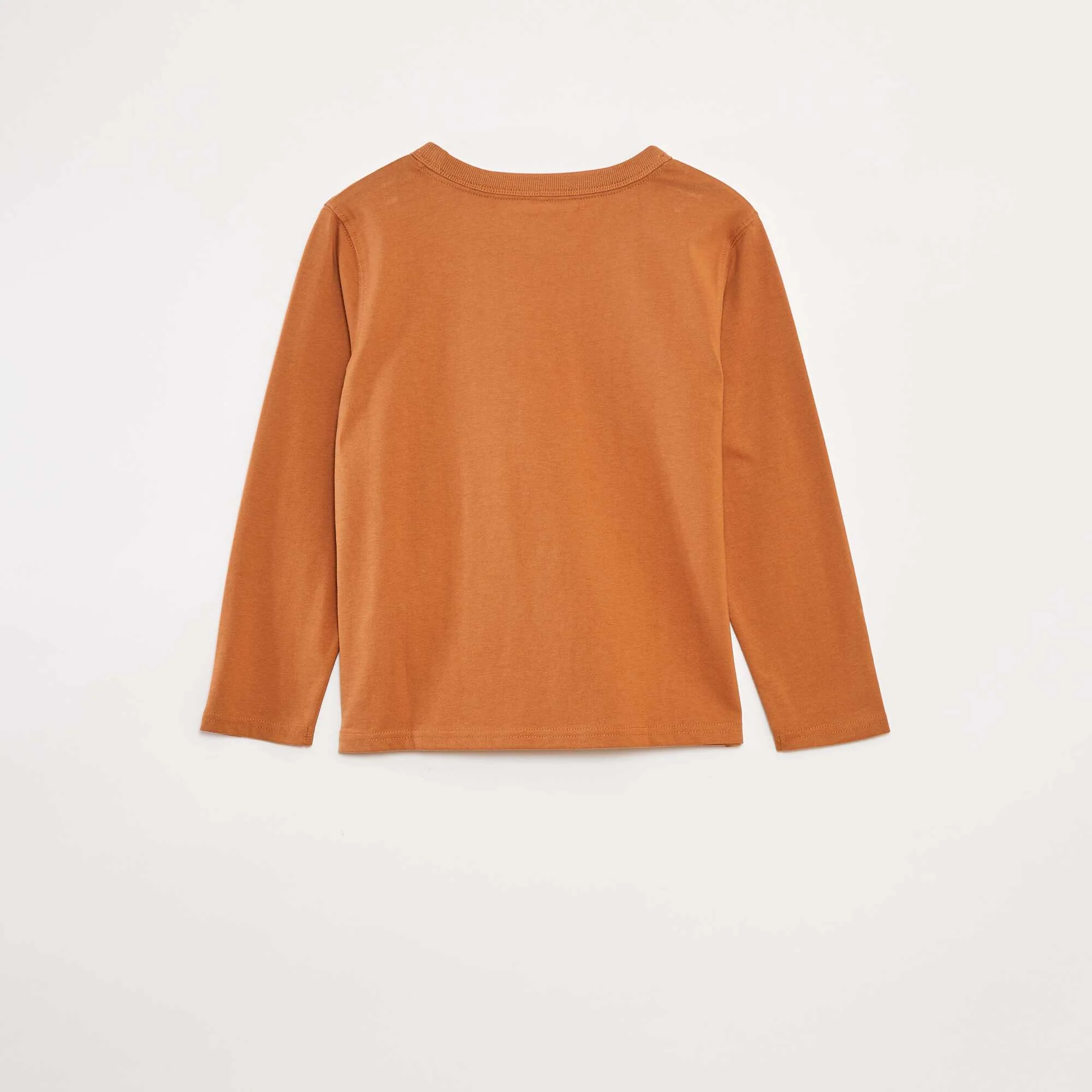 Plain long-sleeved T-shirt BROWN - Image 3