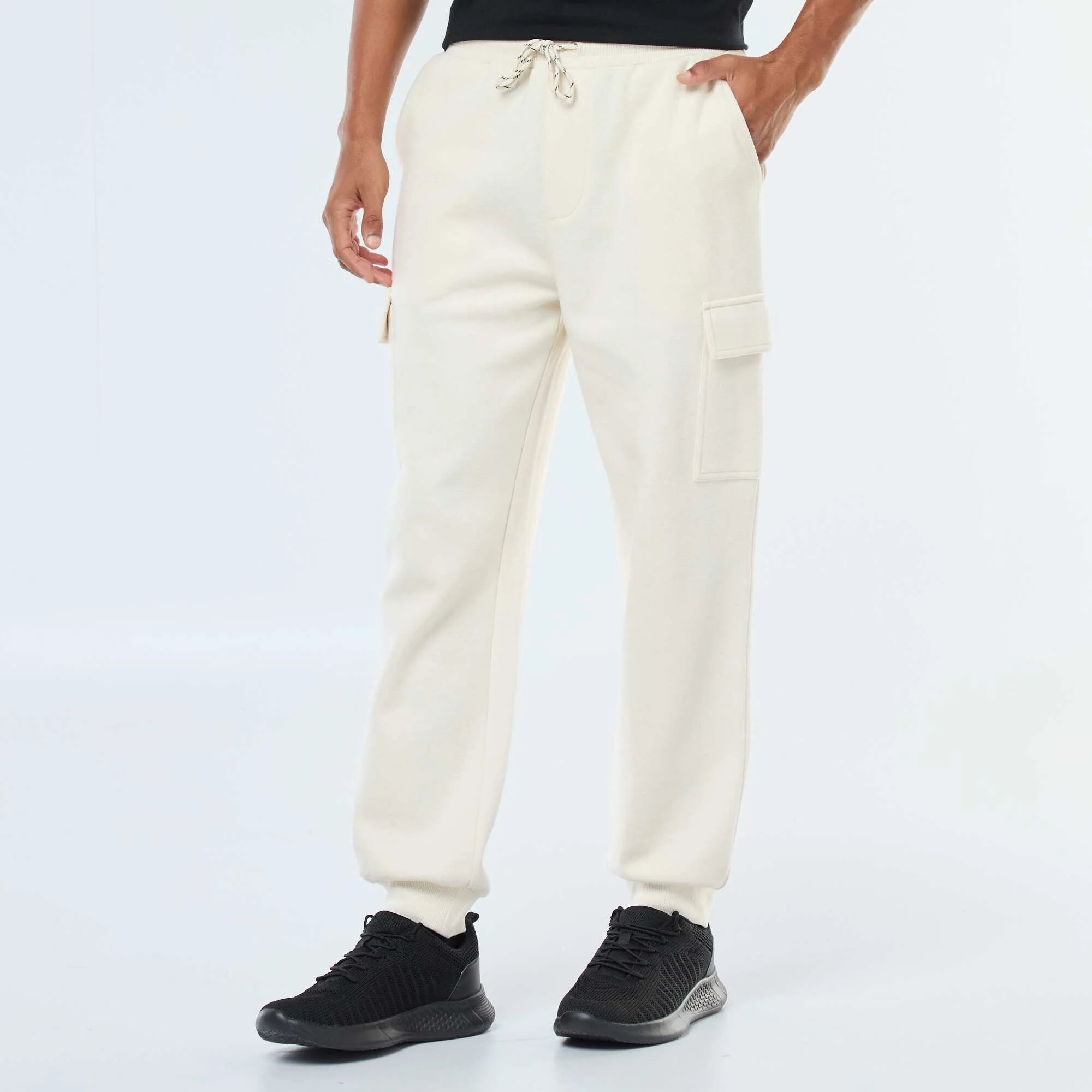 Plain multi-pocket joggers WHITE - Image 4