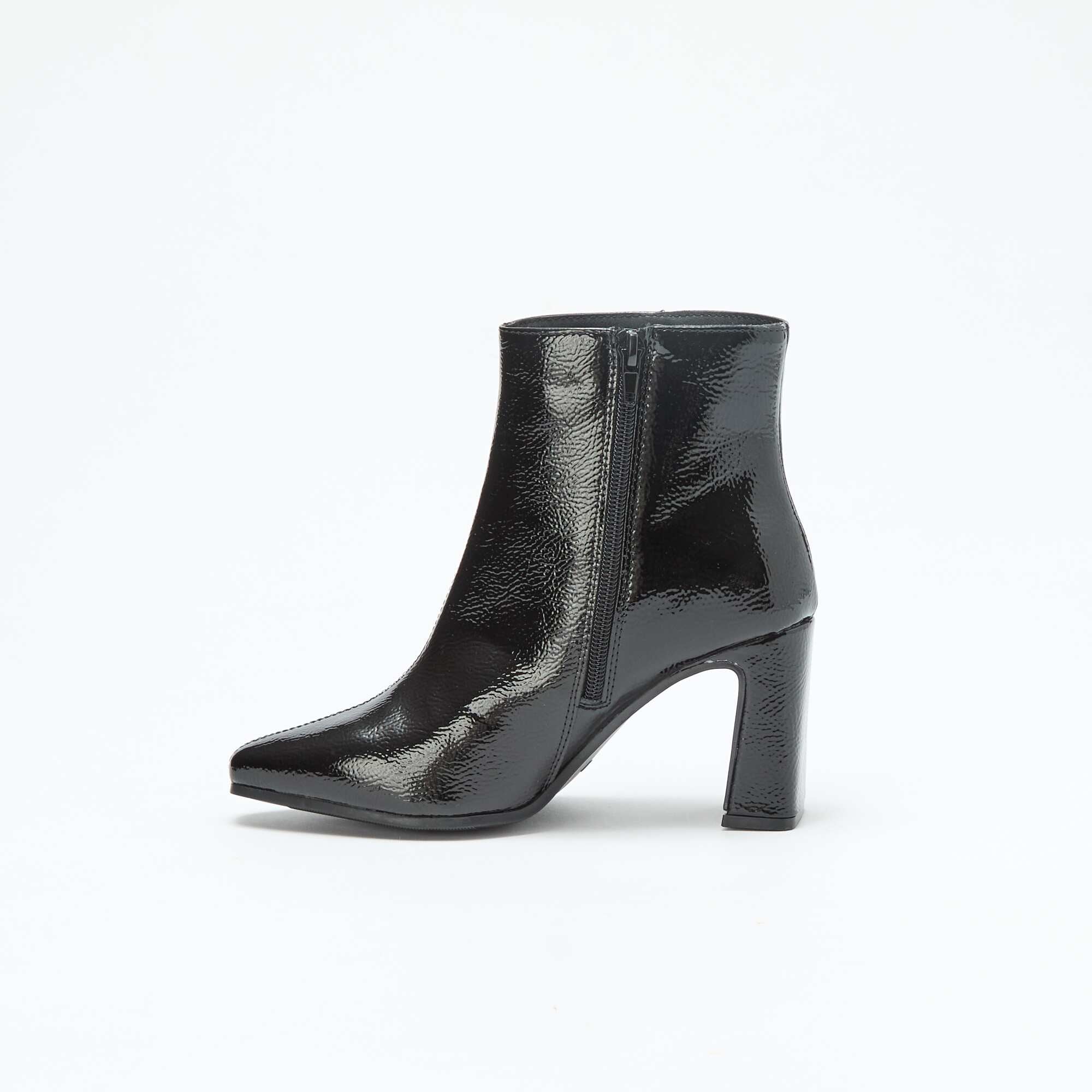 Plain Patent Boots BLACK - Image 4