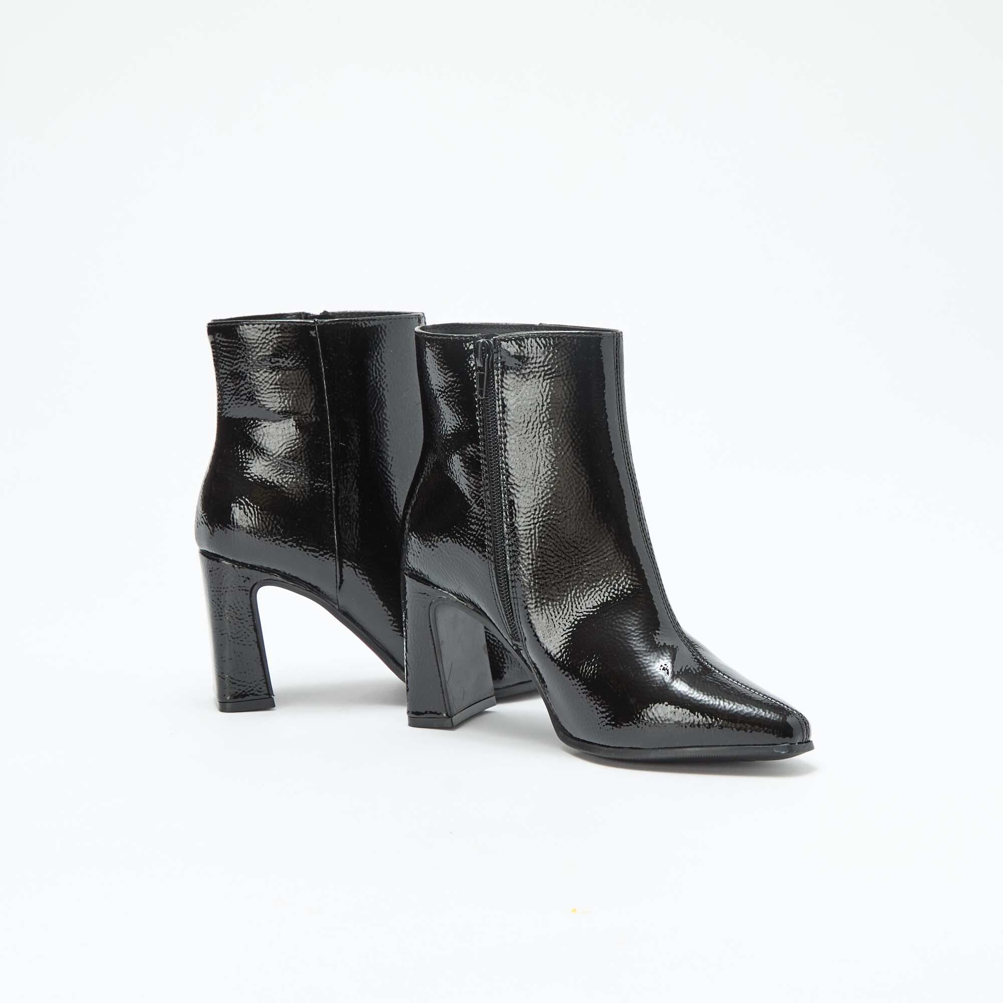 Plain Patent Boots BLACK - Image 5