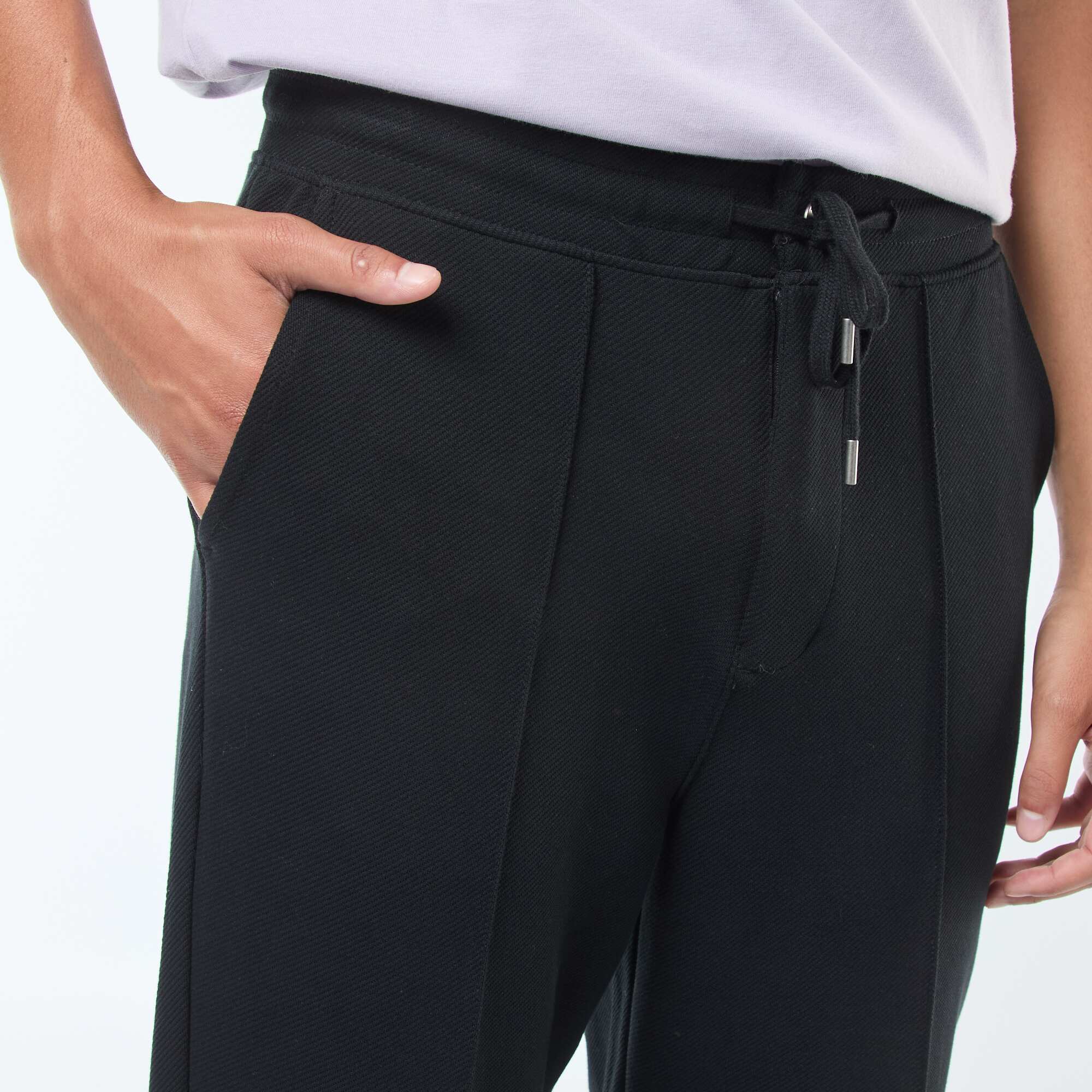 Plain piqué knit joggers BLACK - Image 5