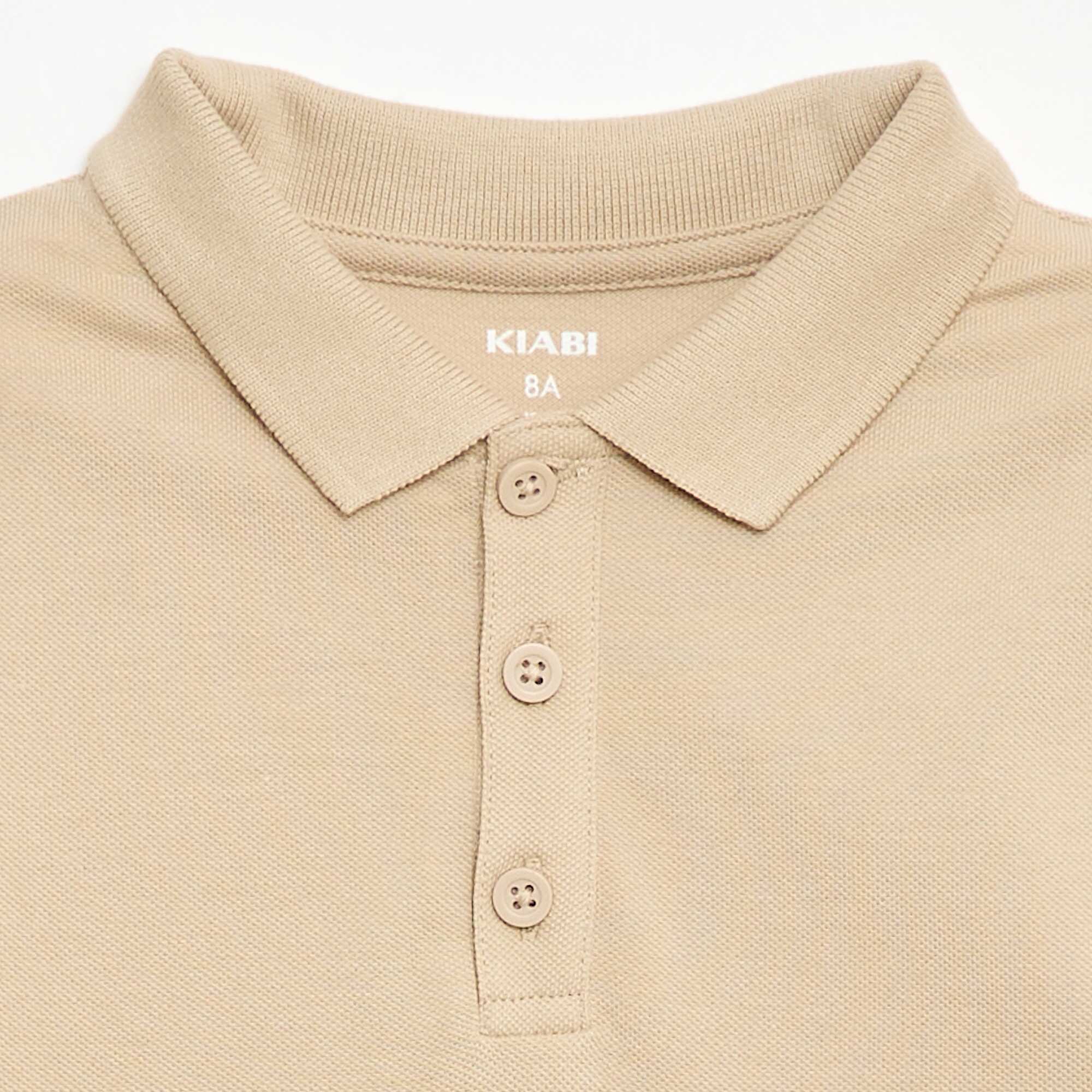 Plain piqué knit polo shirt BEIGE - Image 2