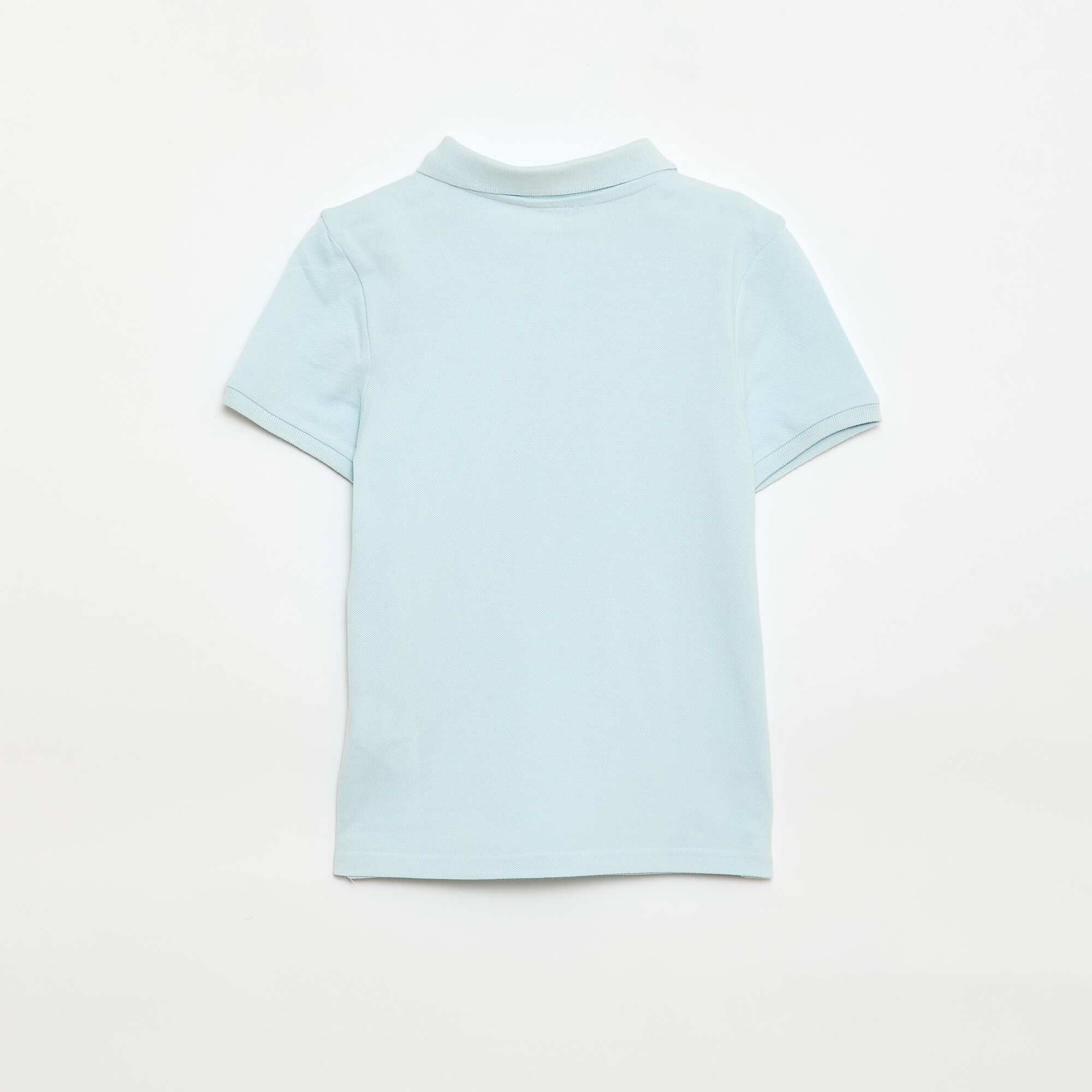 Plain piqué knit polo shirt BLUE - Image 3