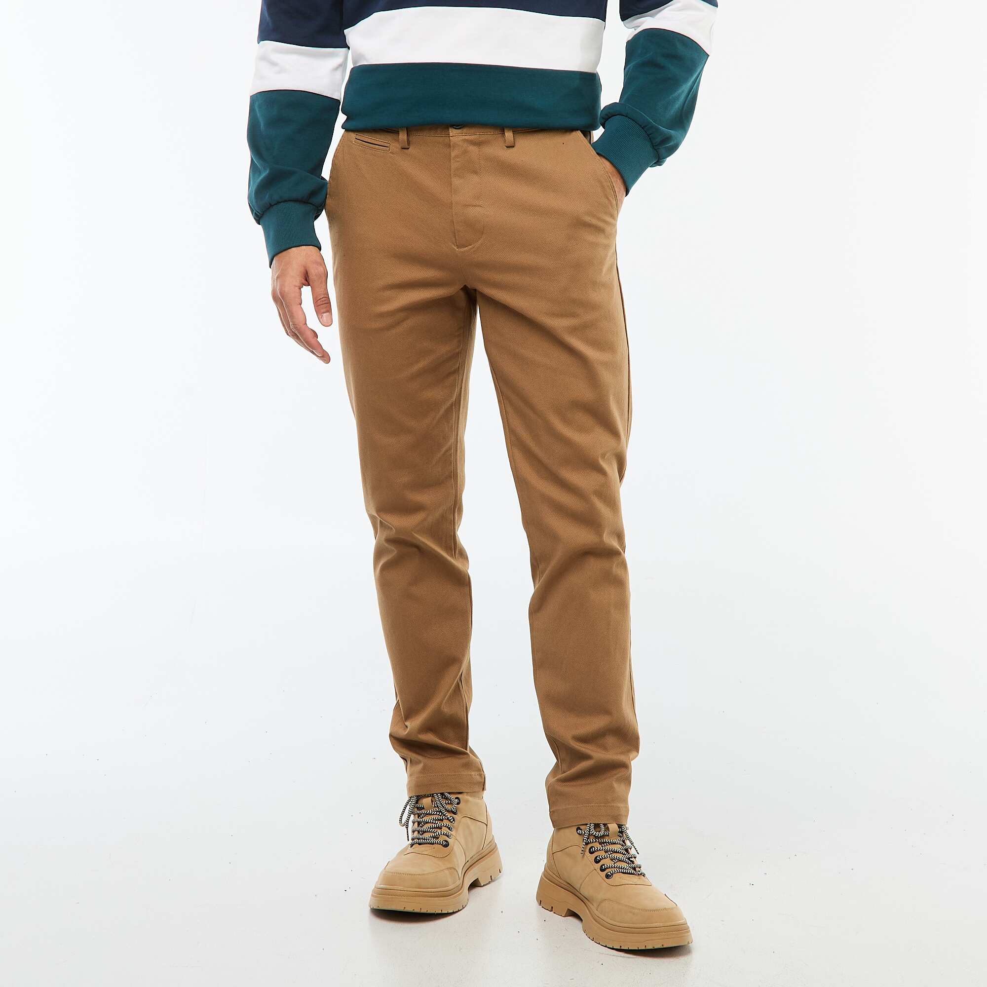 Plain piqué knit trousers BROWN - Image 2