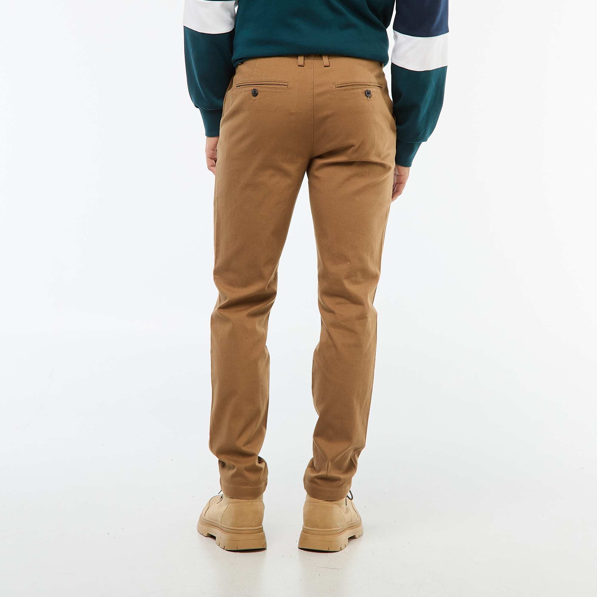 Plain piqué knit trousers BROWN - Image 3