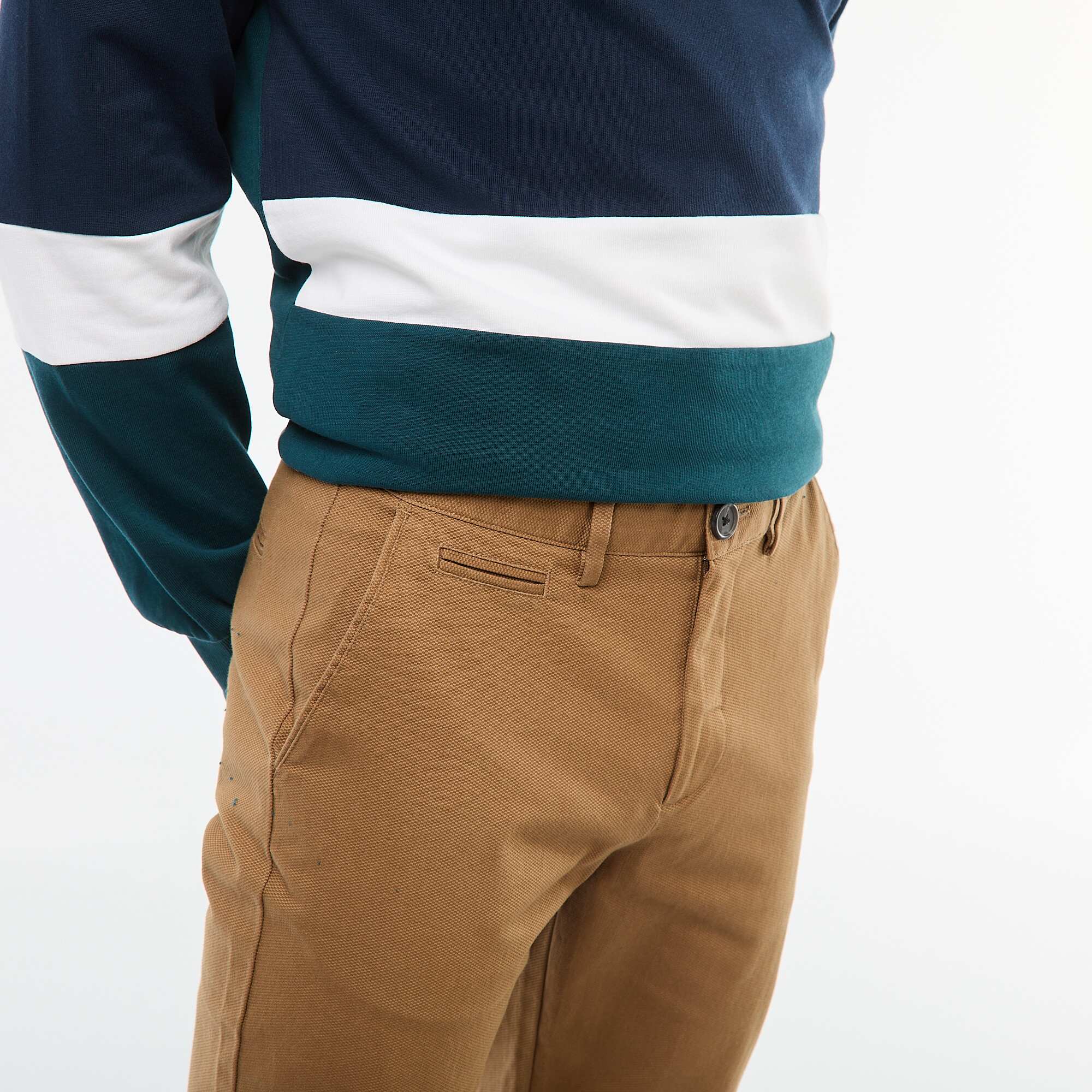 Plain piqué knit trousers BROWN - Image 4