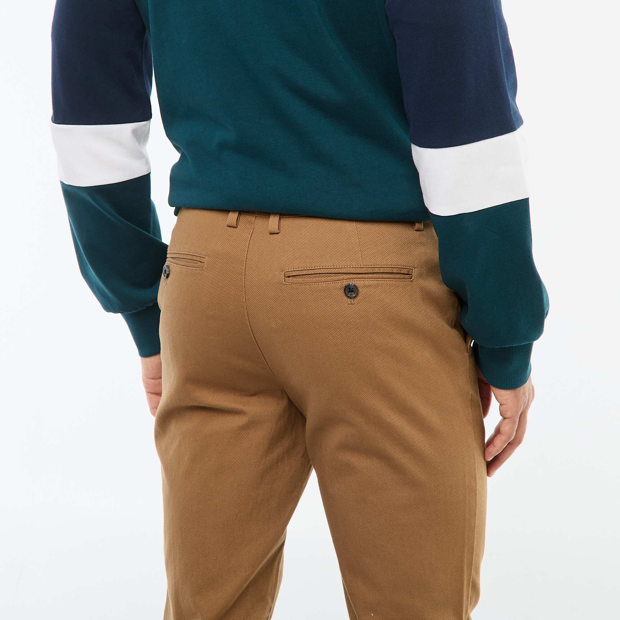 Plain piqué knit trousers BROWN - Image 5