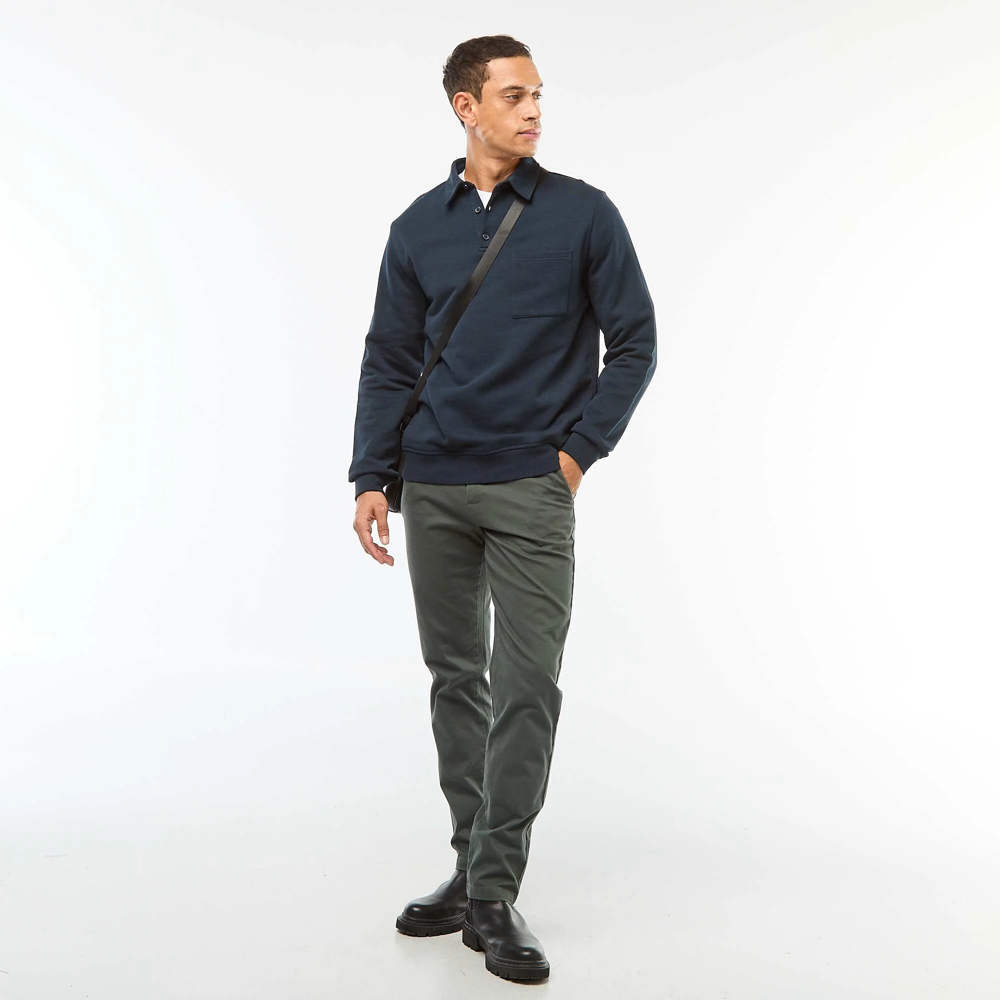 Plain piqué knit trousers GREEN