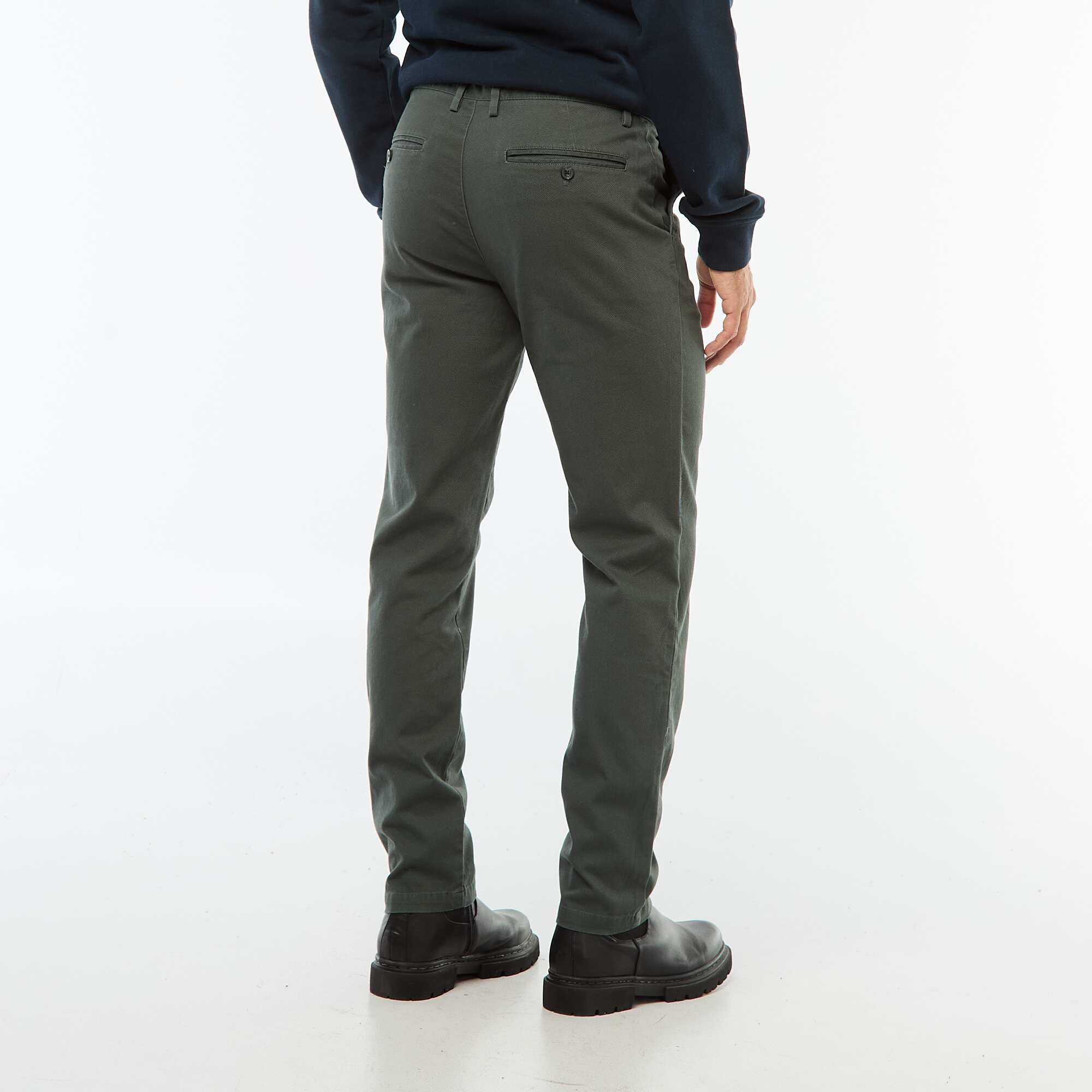 Plain piqué knit trousers GREEN - Image 4