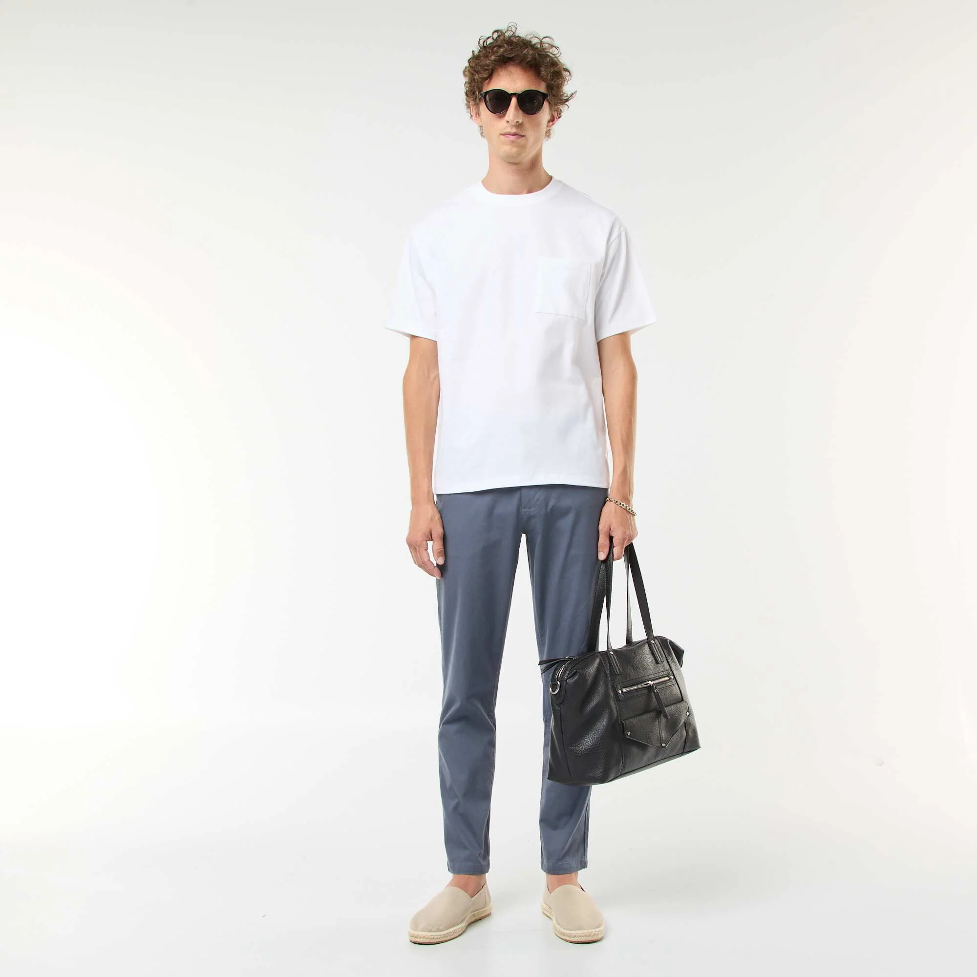 Plain piqué knit trousers GREY