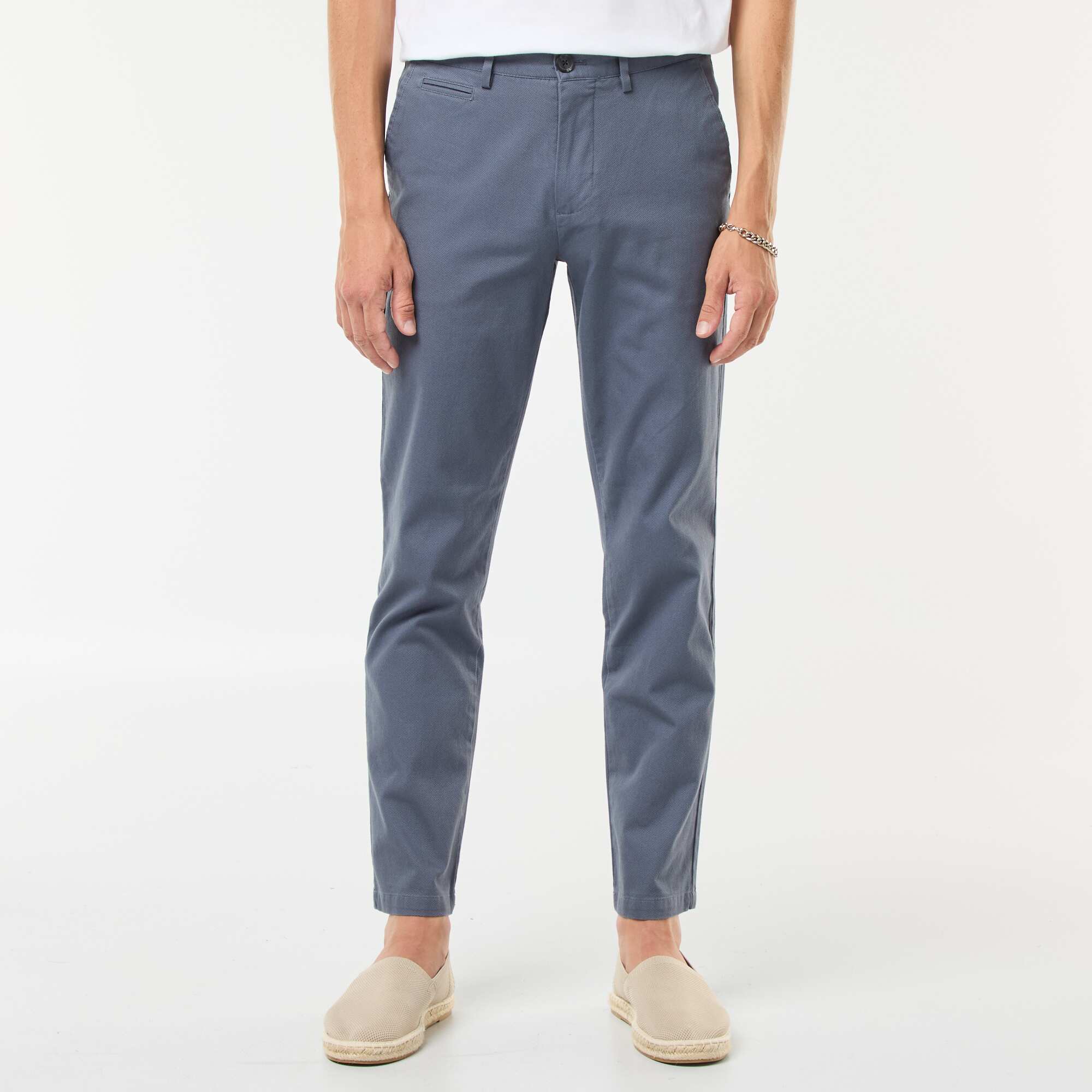 Plain piqué knit trousers GREY - Image 2