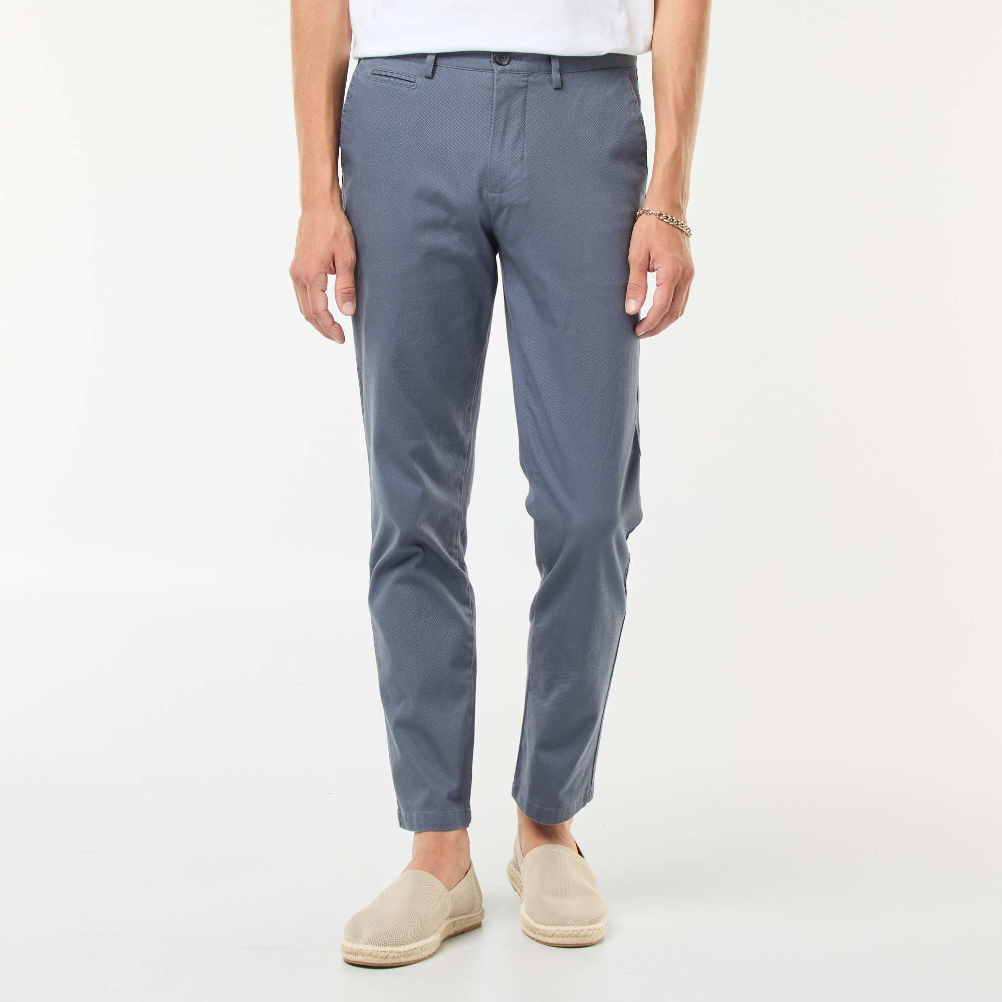 Plain piqué knit trousers GREY - Image 4