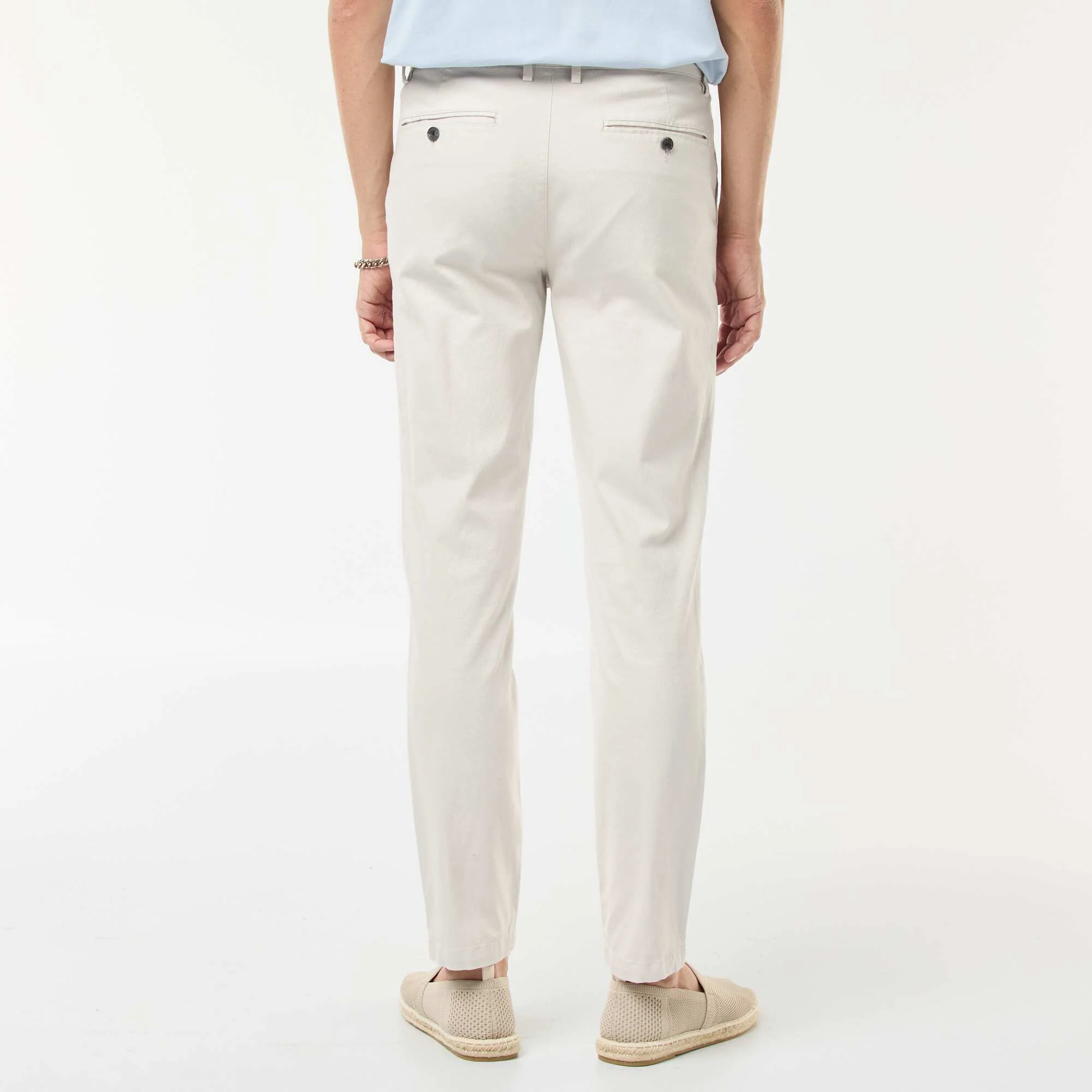 Plain piqué knit trousers WHITE - Image 3
