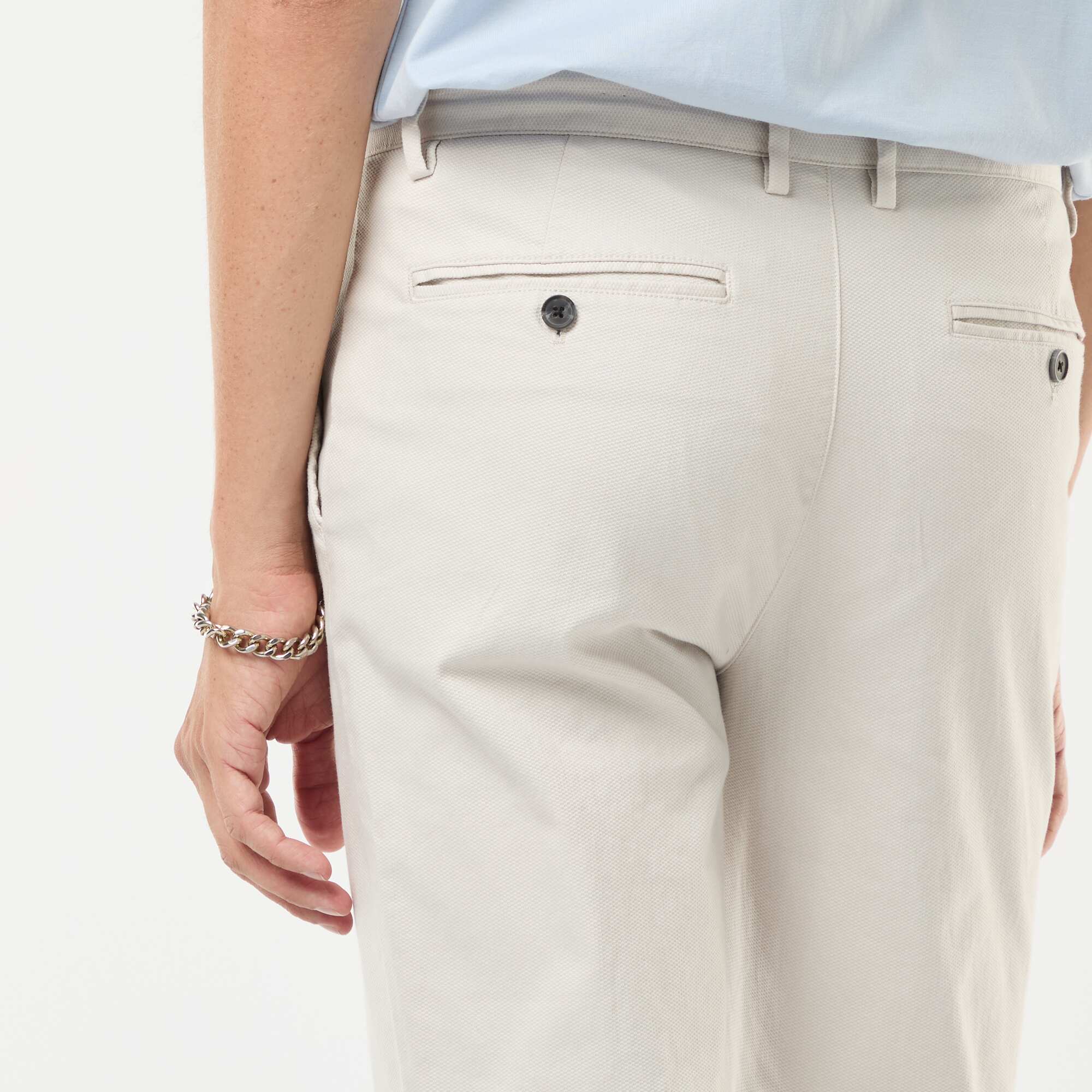 Plain piqué knit trousers WHITE - Image 5
