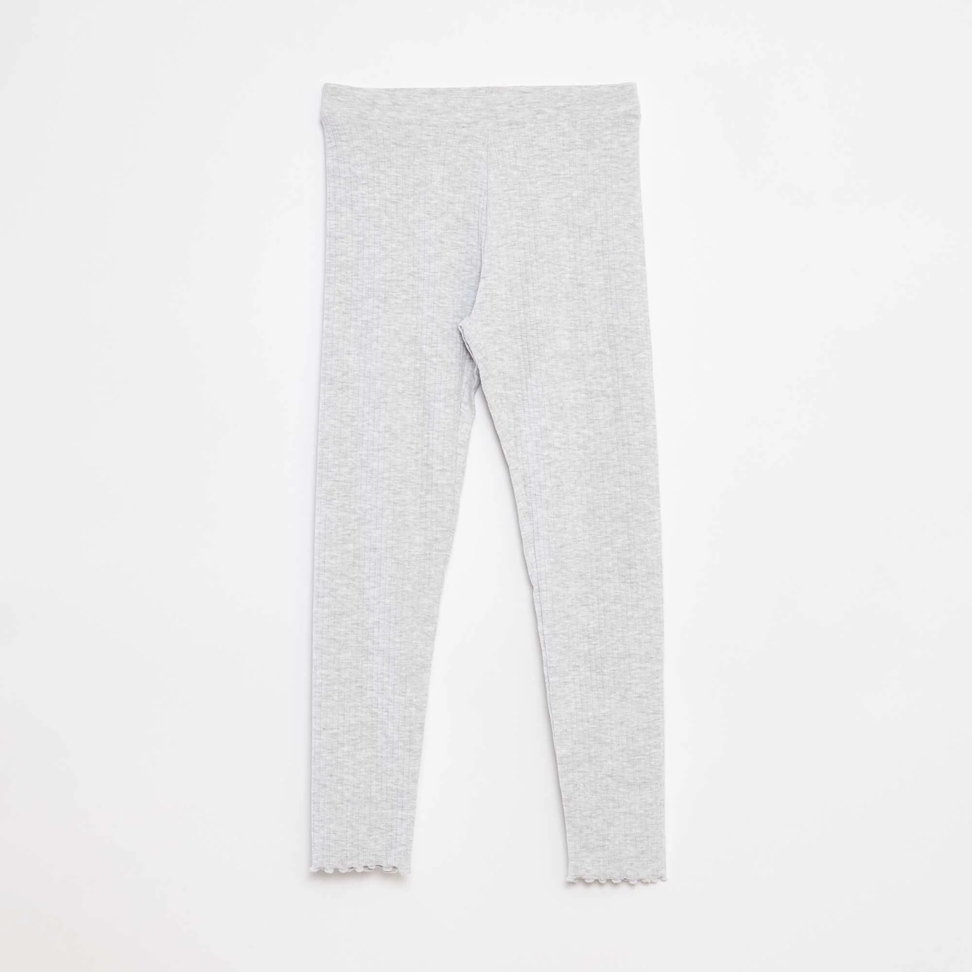 Plain ribbed long leggings GREY
