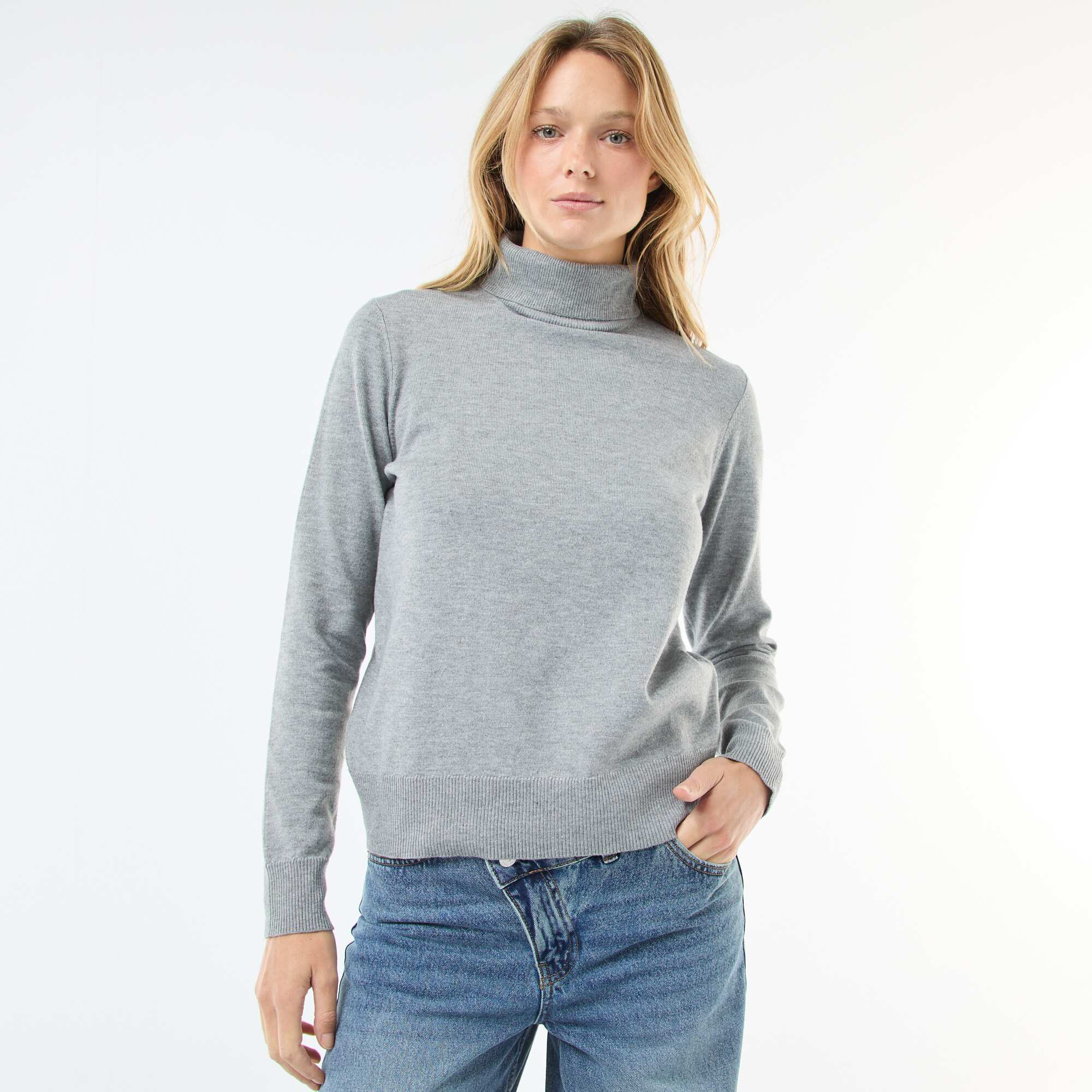 Plain Roll Neck Jumper GREY