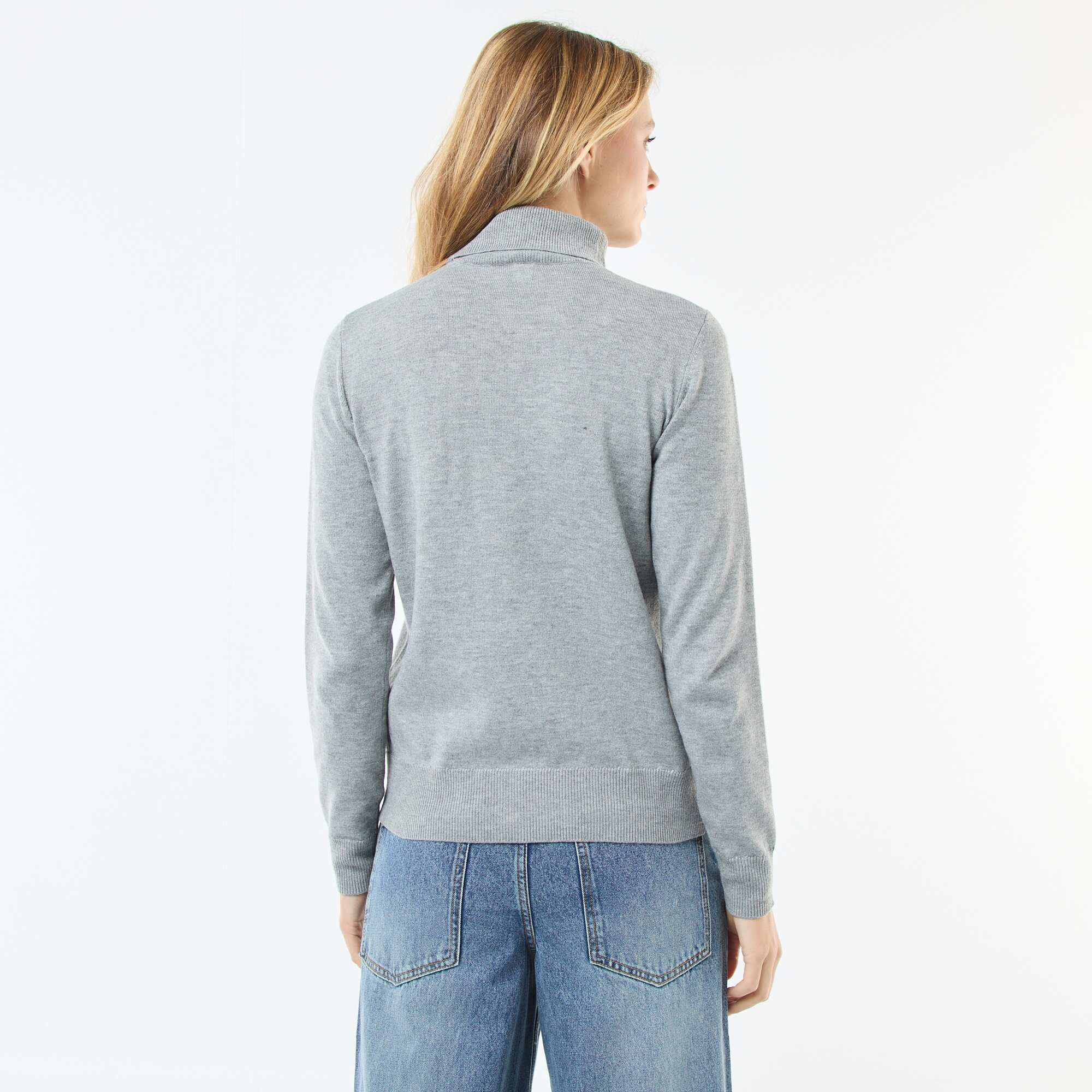 Plain Roll Neck Jumper GREY - Image 3