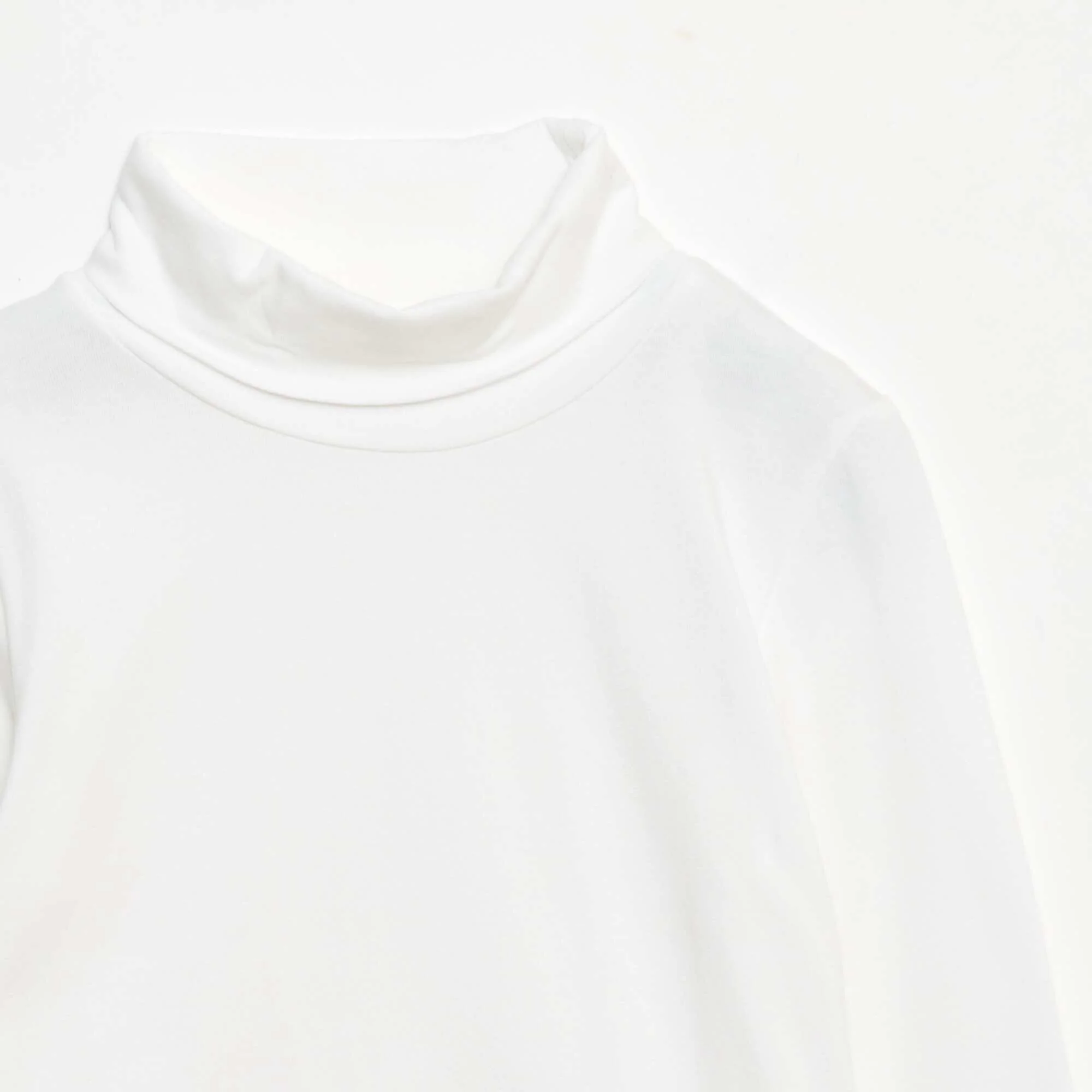 Plain Roll Neck Top WHITE - Image 2