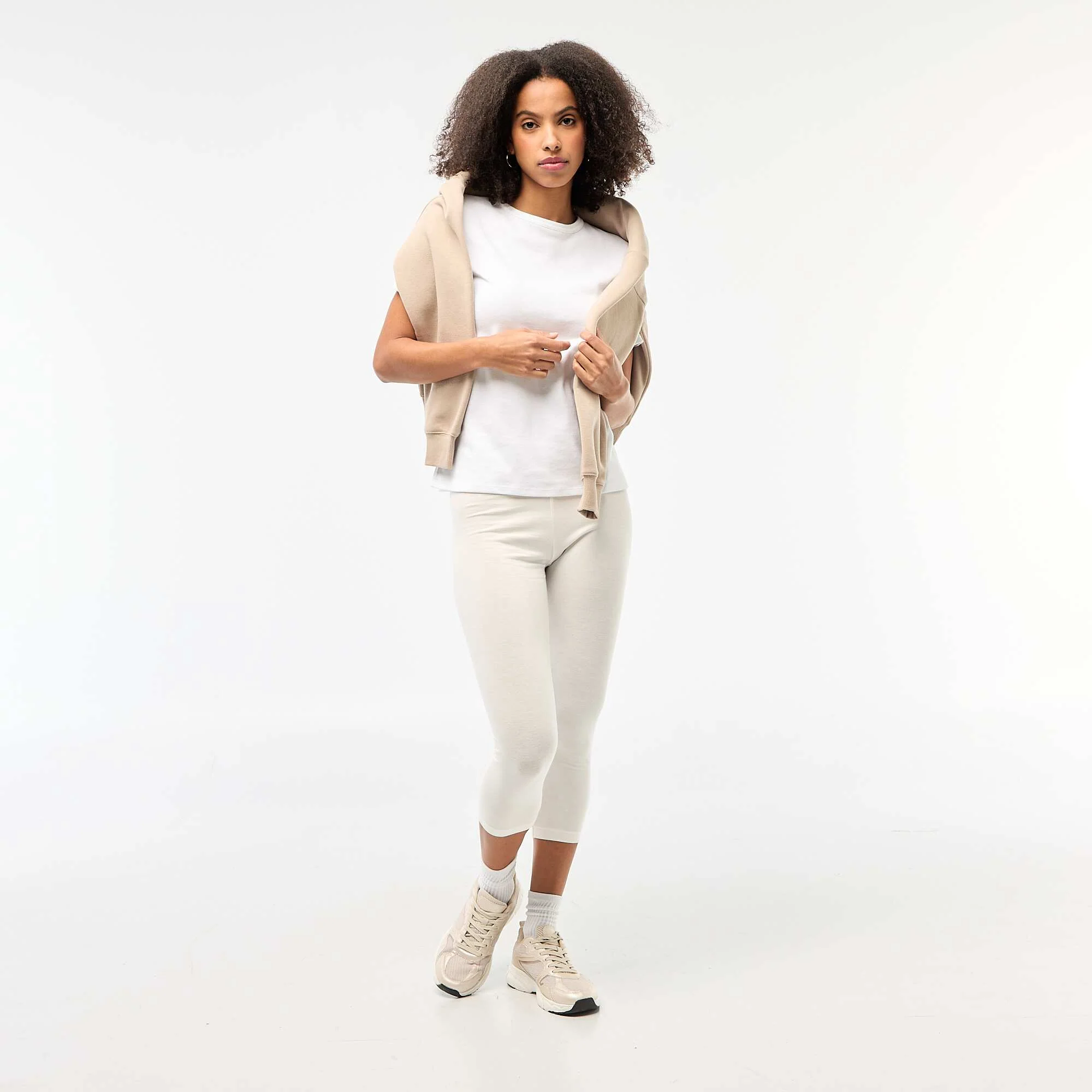 Plain Short Leggings WHITE