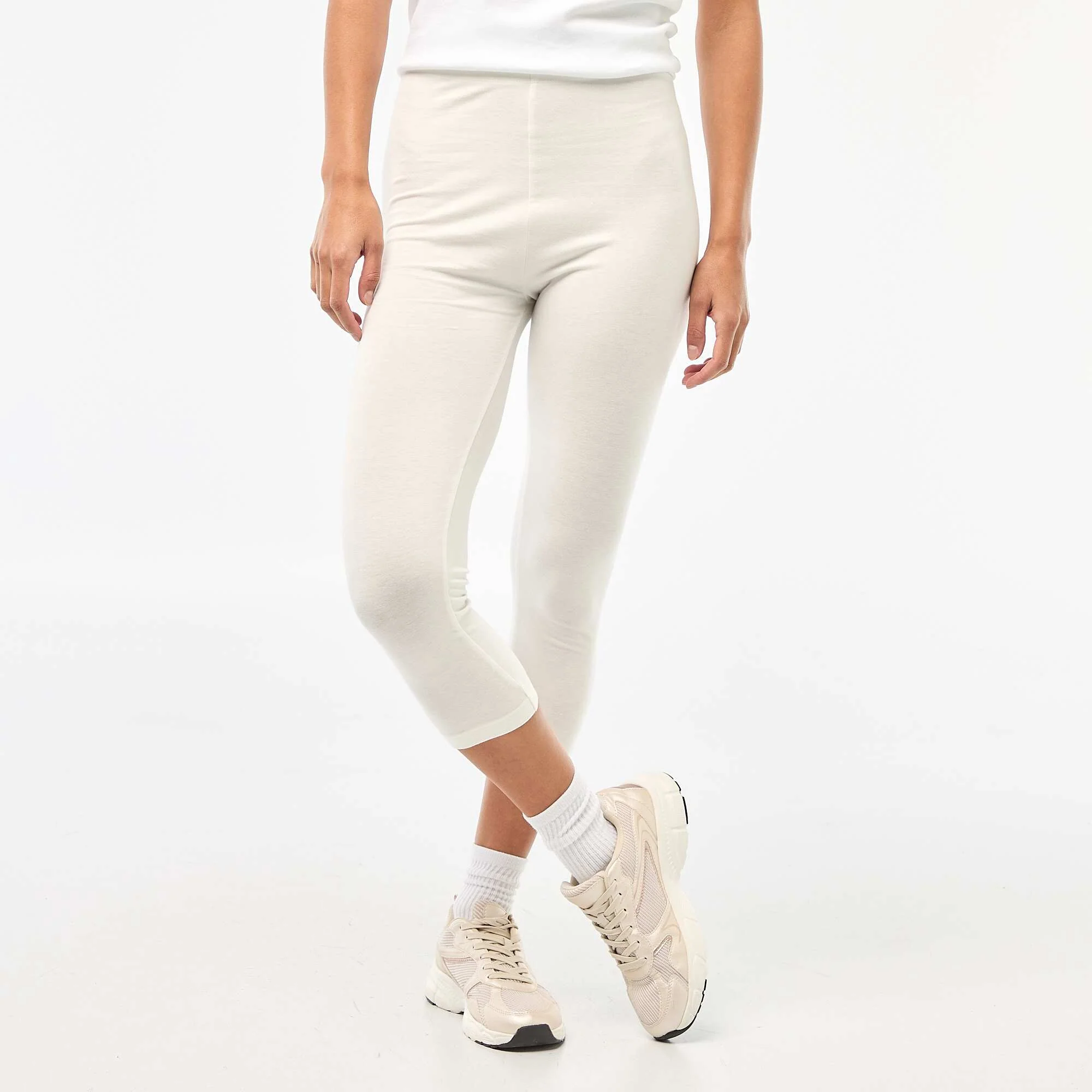 Plain Short Leggings WHITE - Image 2