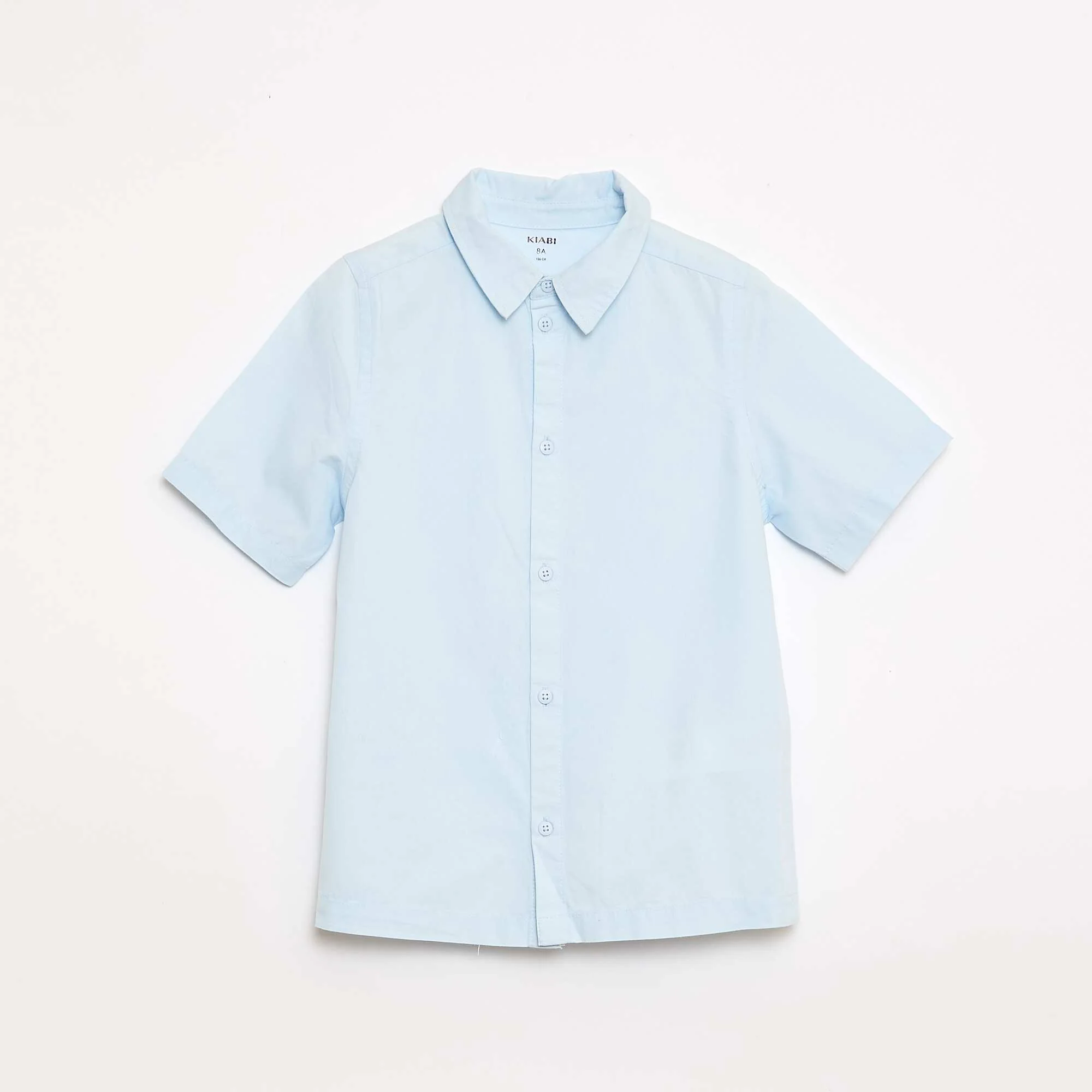 Plain Short-Sleeve Shirt BLUE