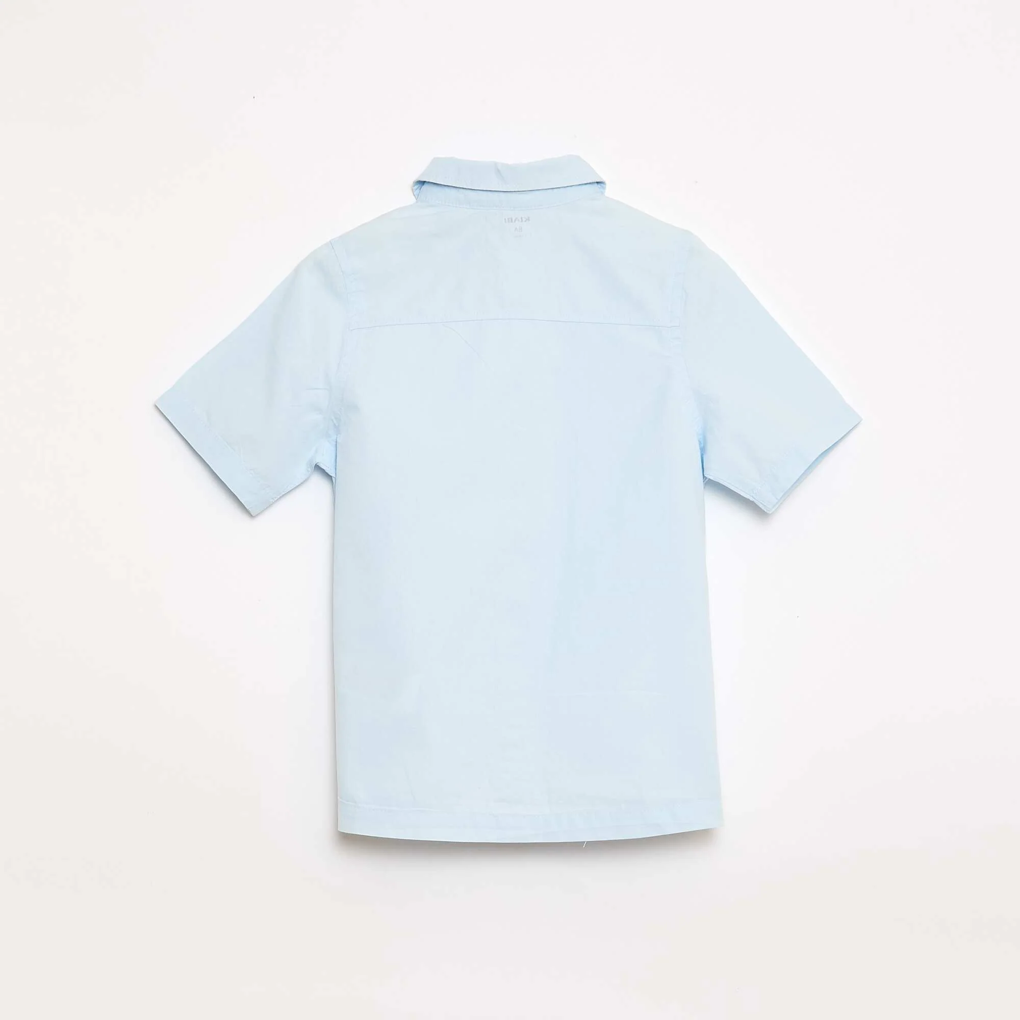 Plain Short-Sleeve Shirt BLUE - Image 2