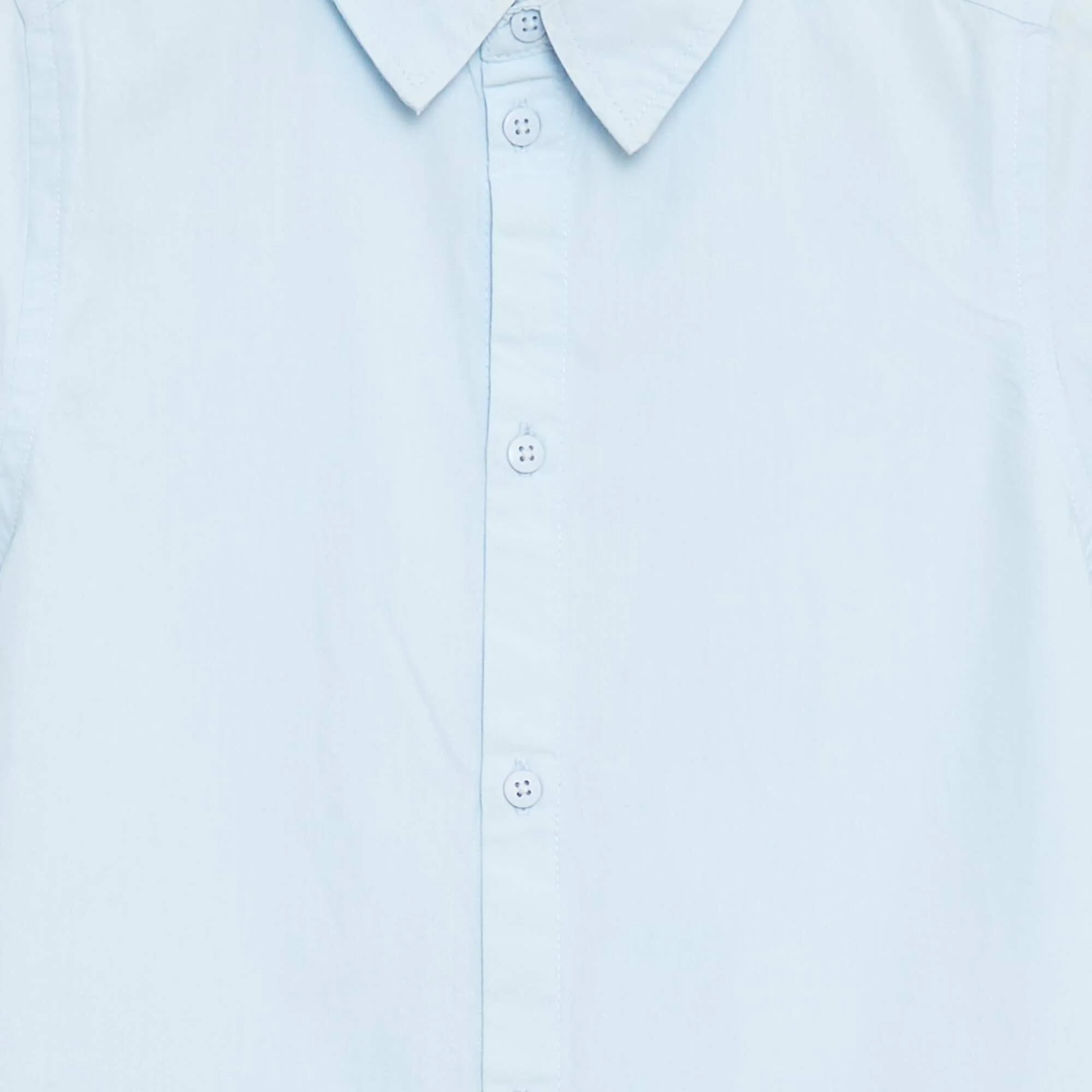 Plain Short-Sleeve Shirt BLUE - Image 3
